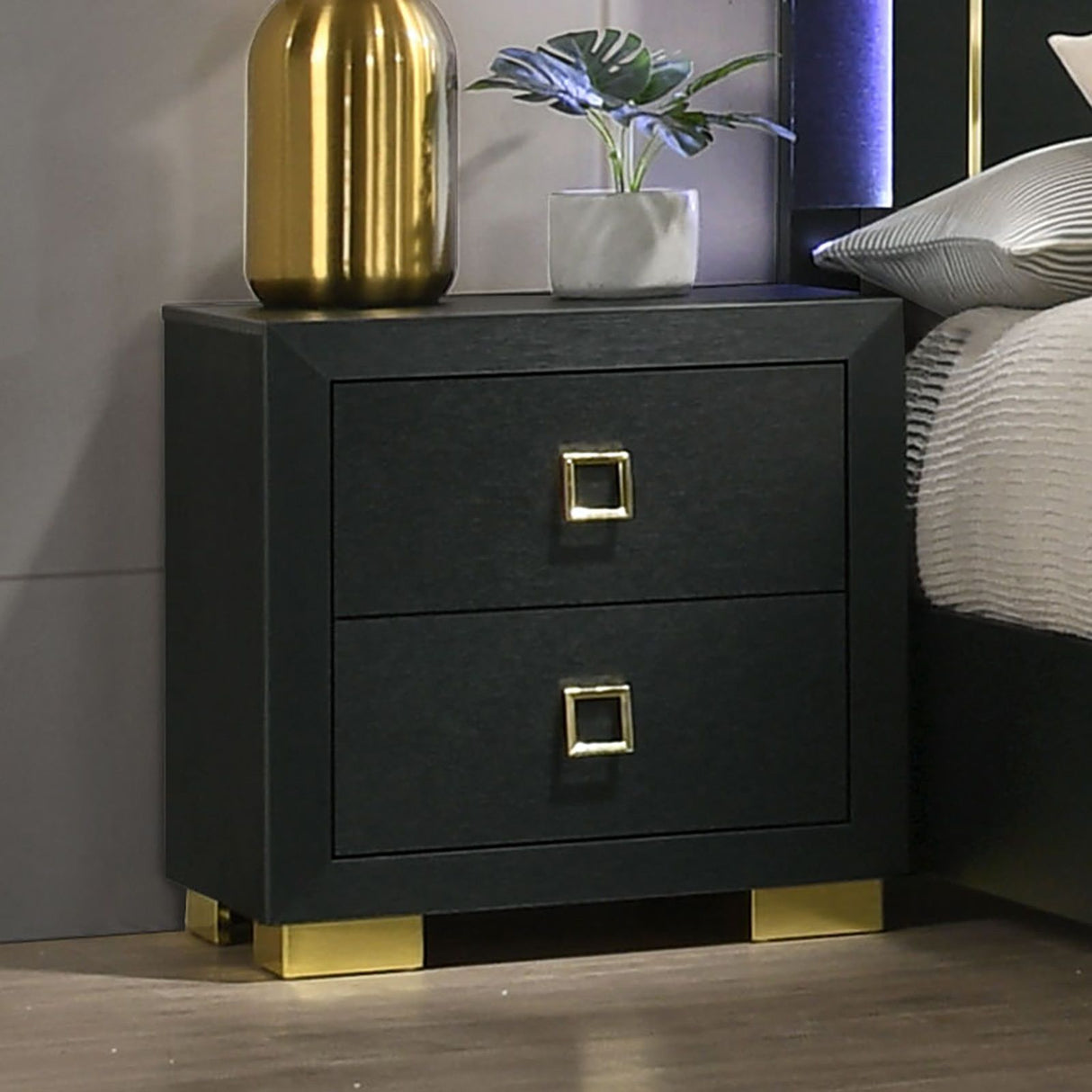 Nightstand, Bedside Table - Black
