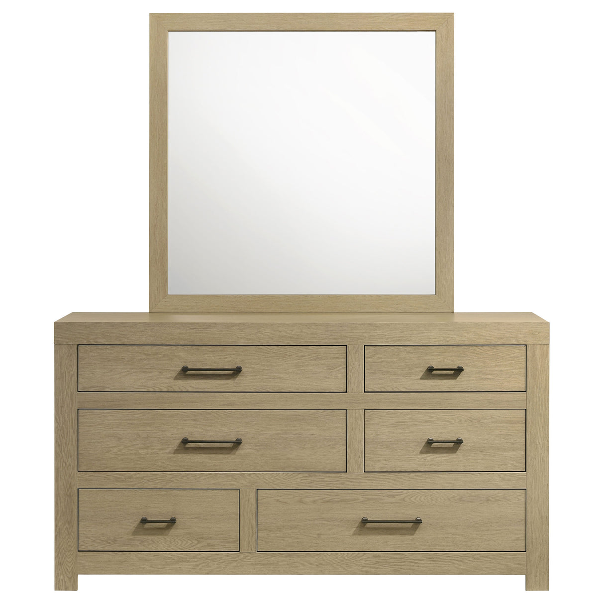 Hendricks 6-Drawer Dresser and Mirror in Light Oak