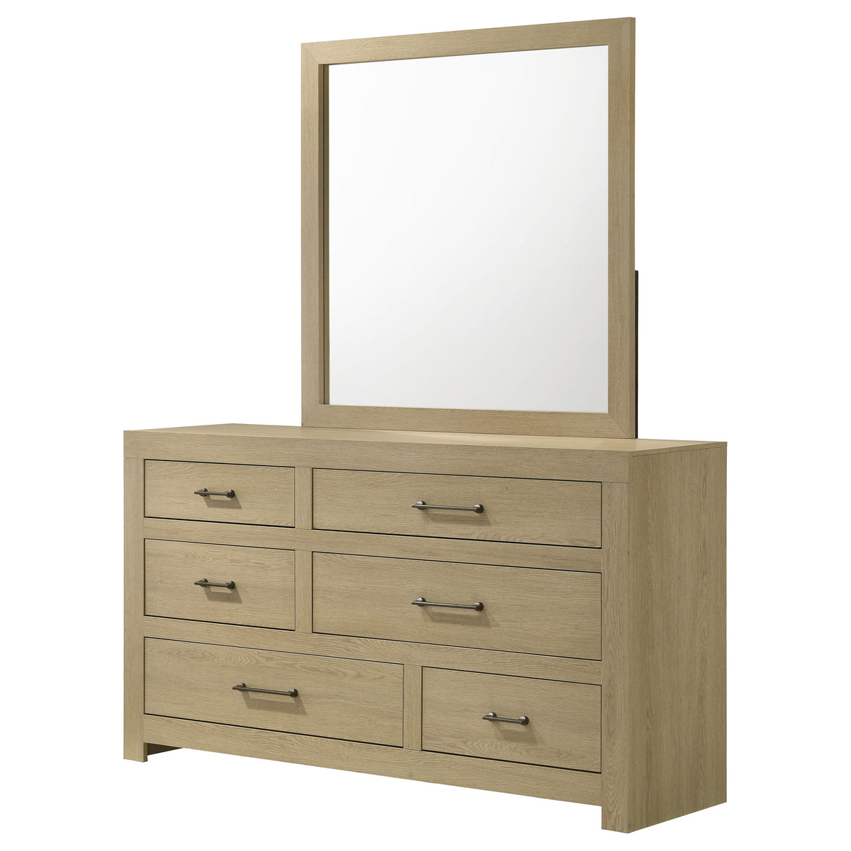 Hendricks 6-Drawer Dresser and Mirror in Light Oak
