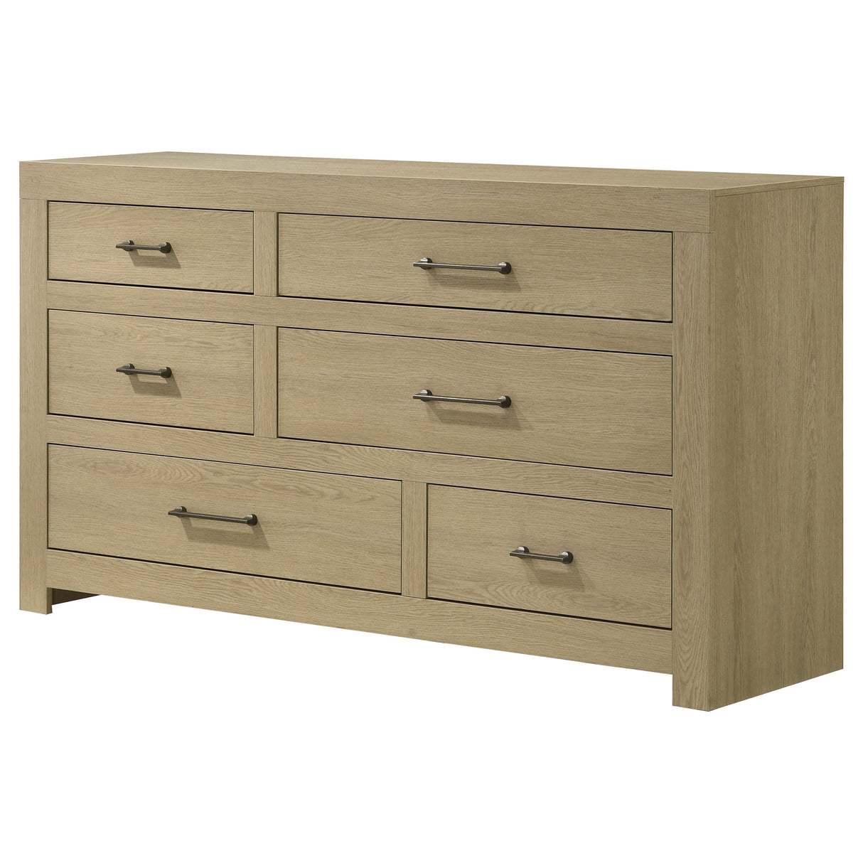 Hendricks 6-Drawer Bedroom Dresser Storage Cabinet Light Oak