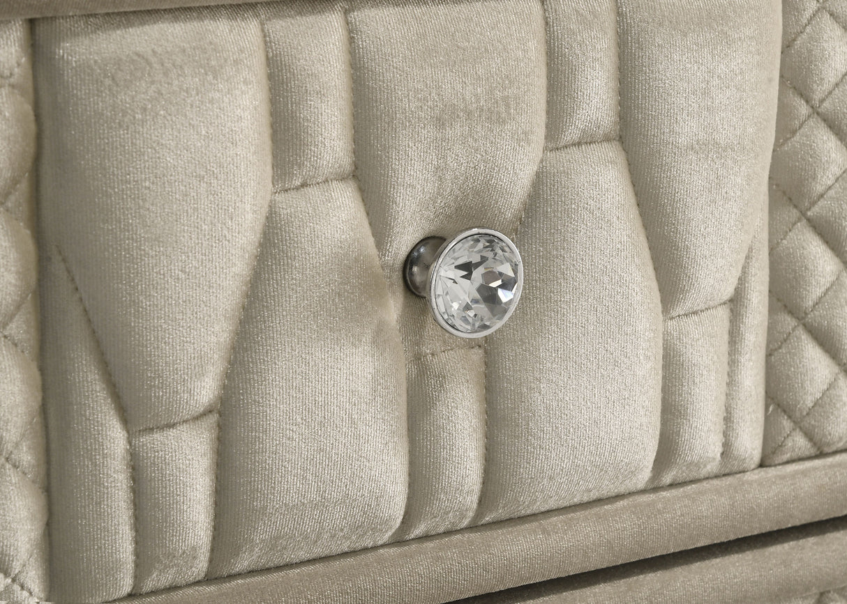 Lorient 8-Drawer LED Flame Box Dresser and Mirror Ivory Camel