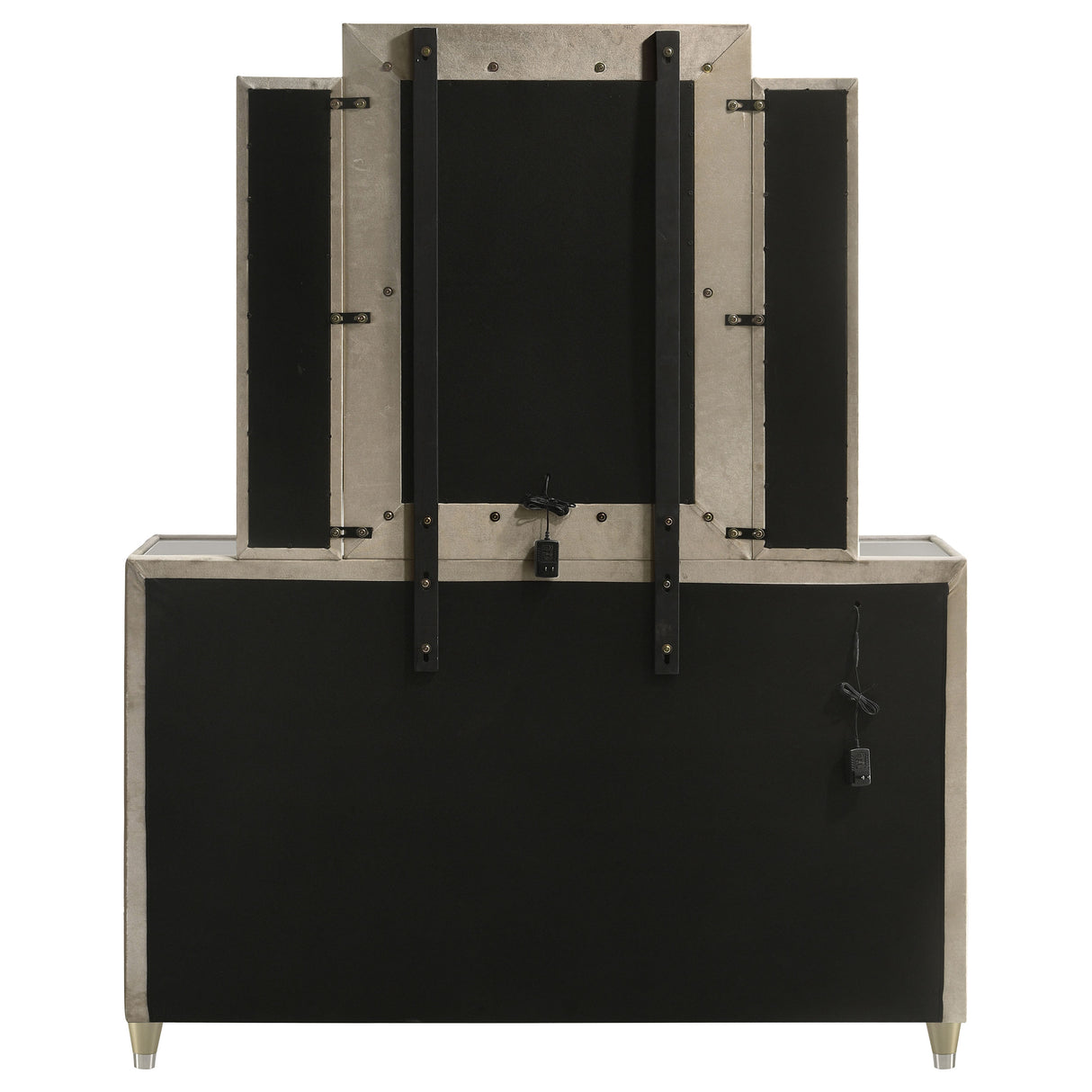 Lorient 8-Drawer LED Dresser with Mirror Ivory Camel