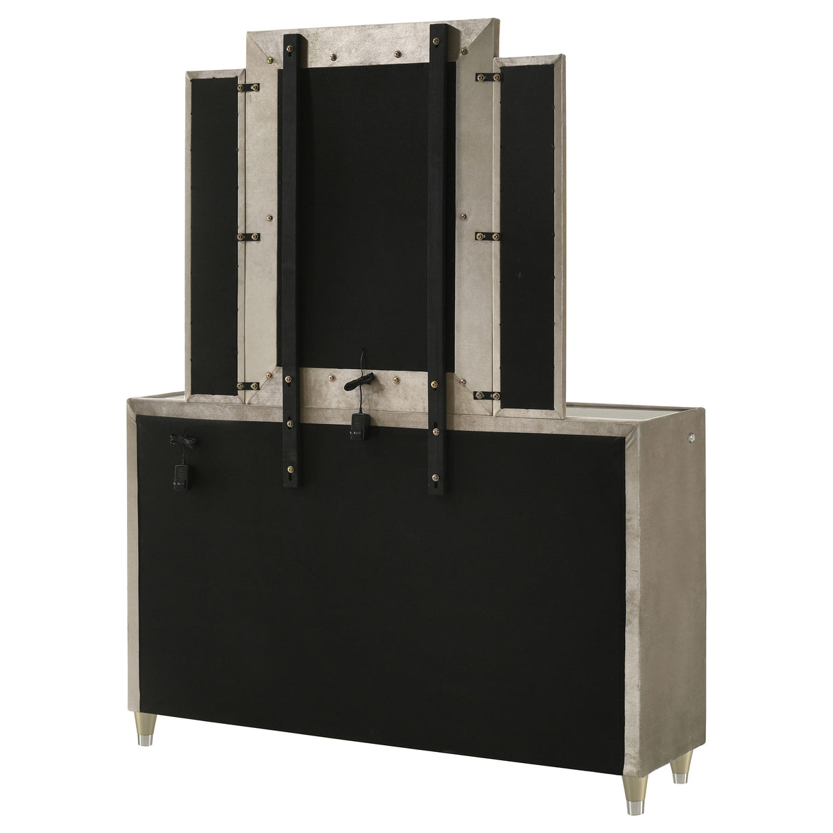 Lorient 8-Drawer LED Dresser with Mirror Ivory Camel