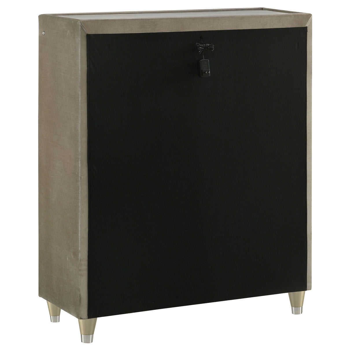 Lorient 5-Drawer LED Chest, Ivory and Camel Velvet