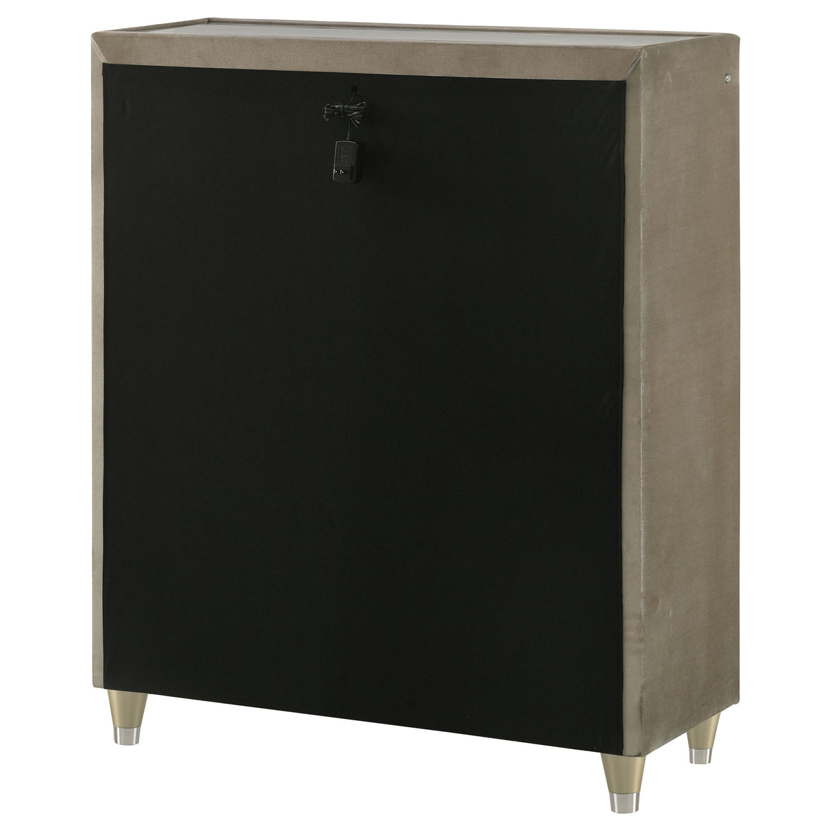 Lorient 5-Drawer LED Chest, Ivory and Camel Velvet