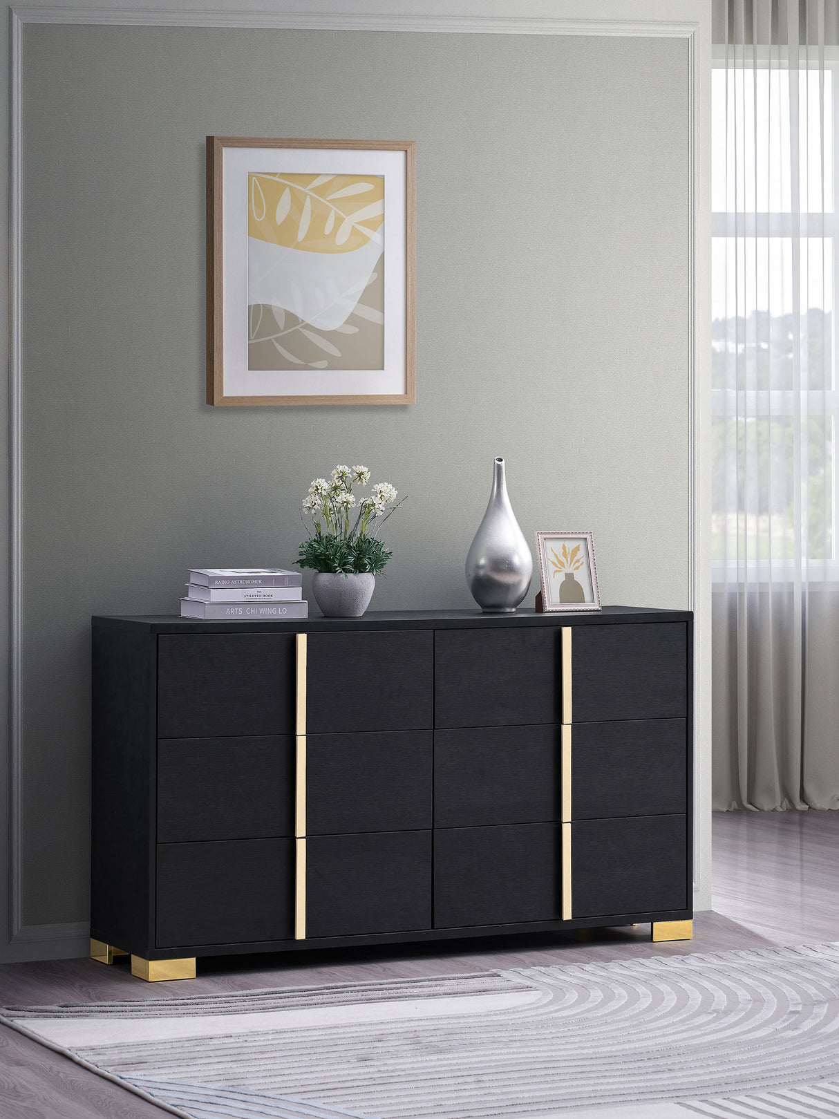 Marceline 6-Drawer Dresser Black