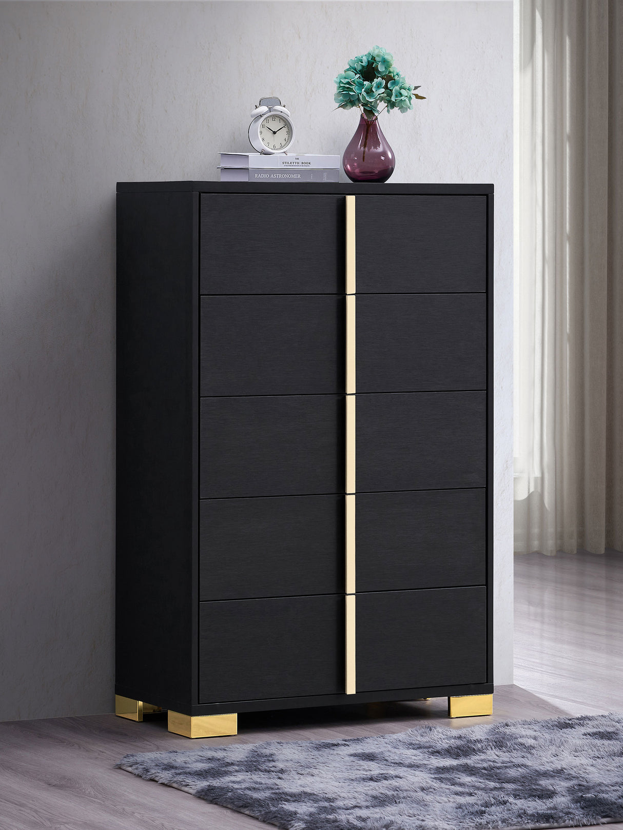 Marceline 5-Drawer Bedroom Chest, Black