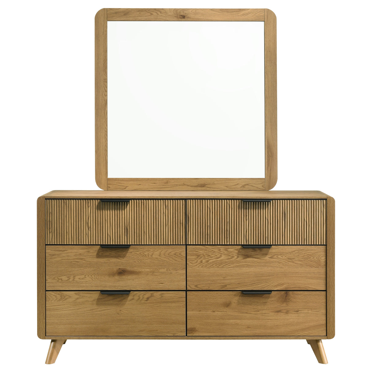 Bennett 6-Drawer Dresser and Mirror Set Light Oak