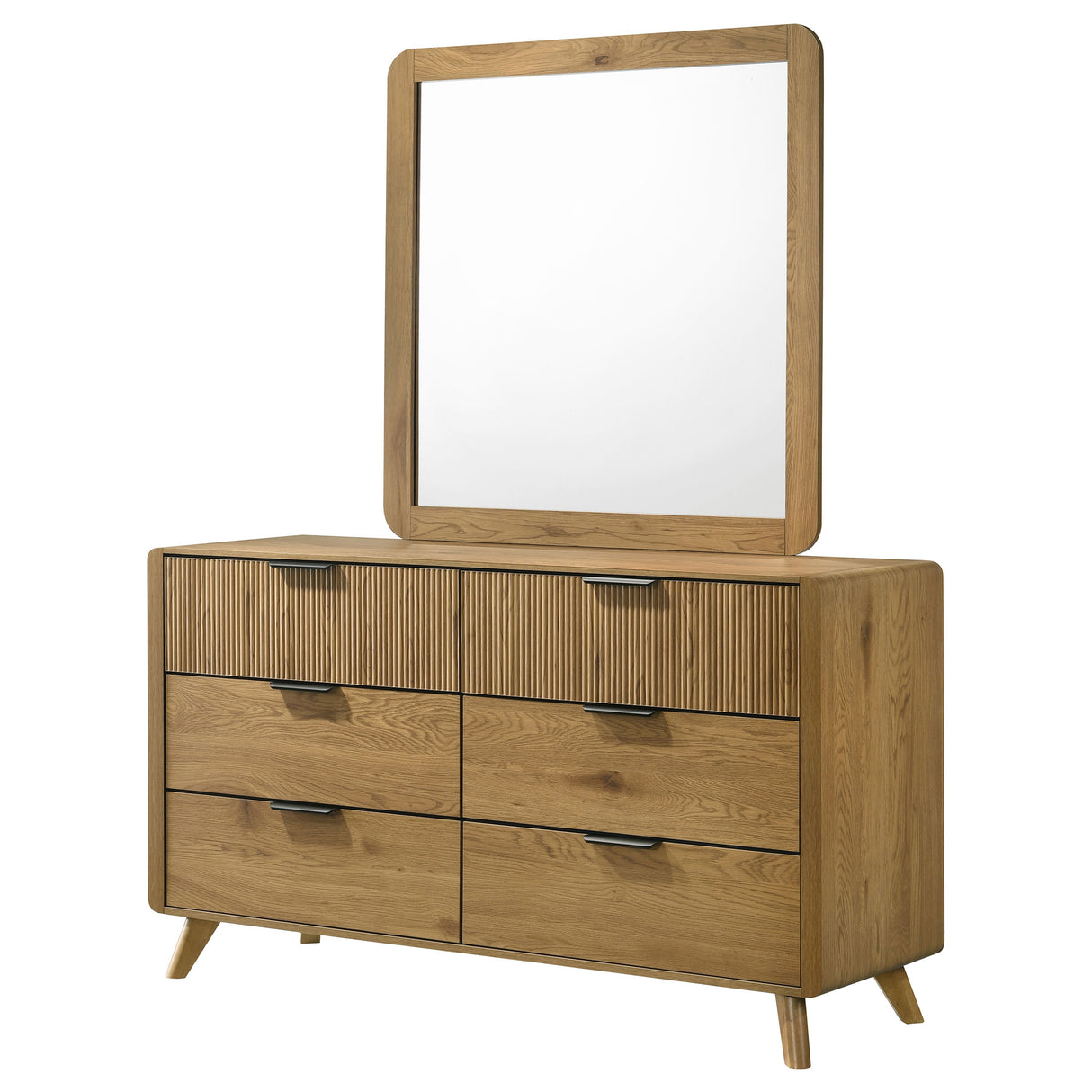 Bennett 6-Drawer Dresser and Mirror Set Light Oak