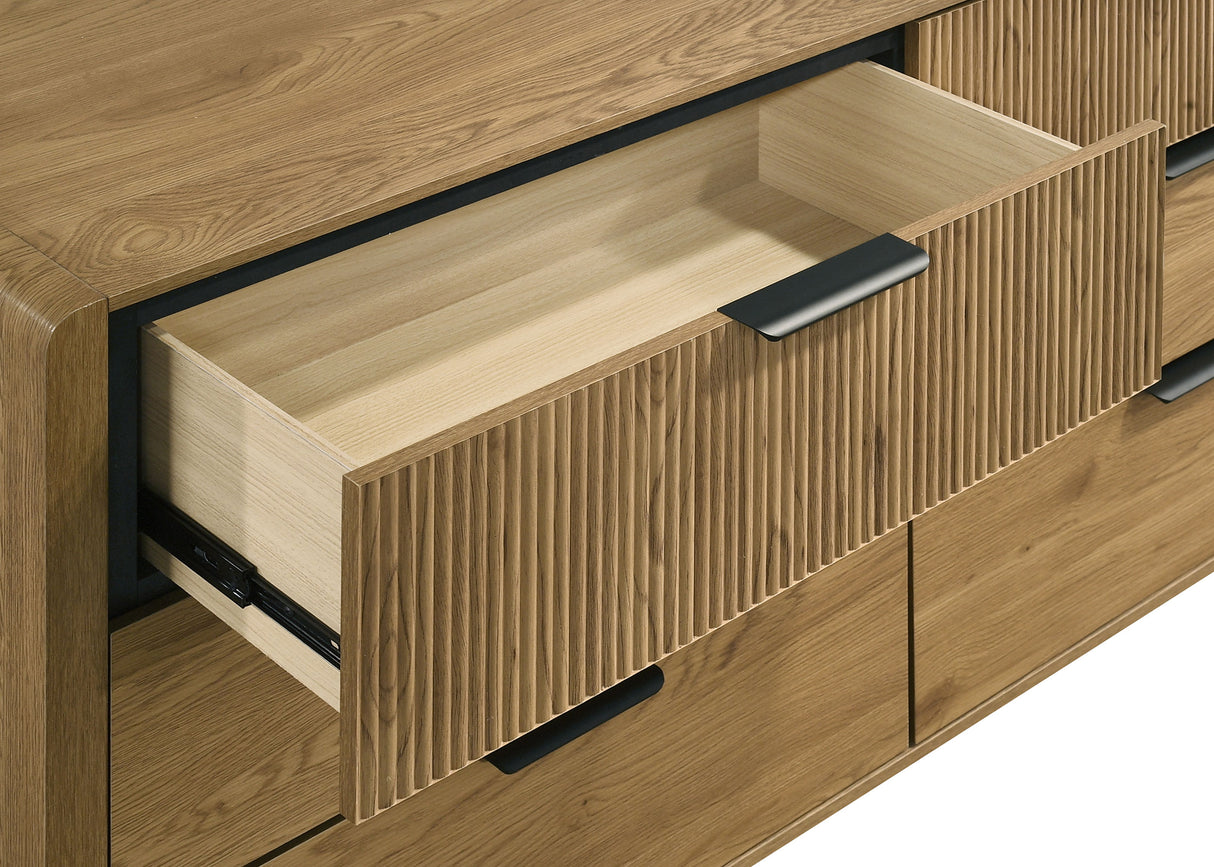 Bennett 6-Drawer Dresser and Mirror Set Light Oak