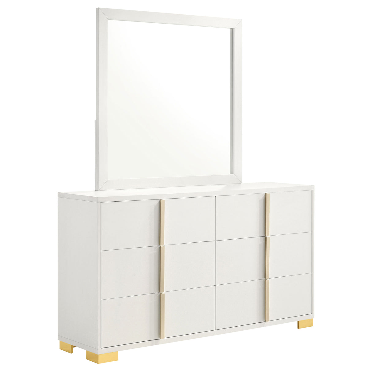Marceline 6-Drawer Dresser with Mirror - White