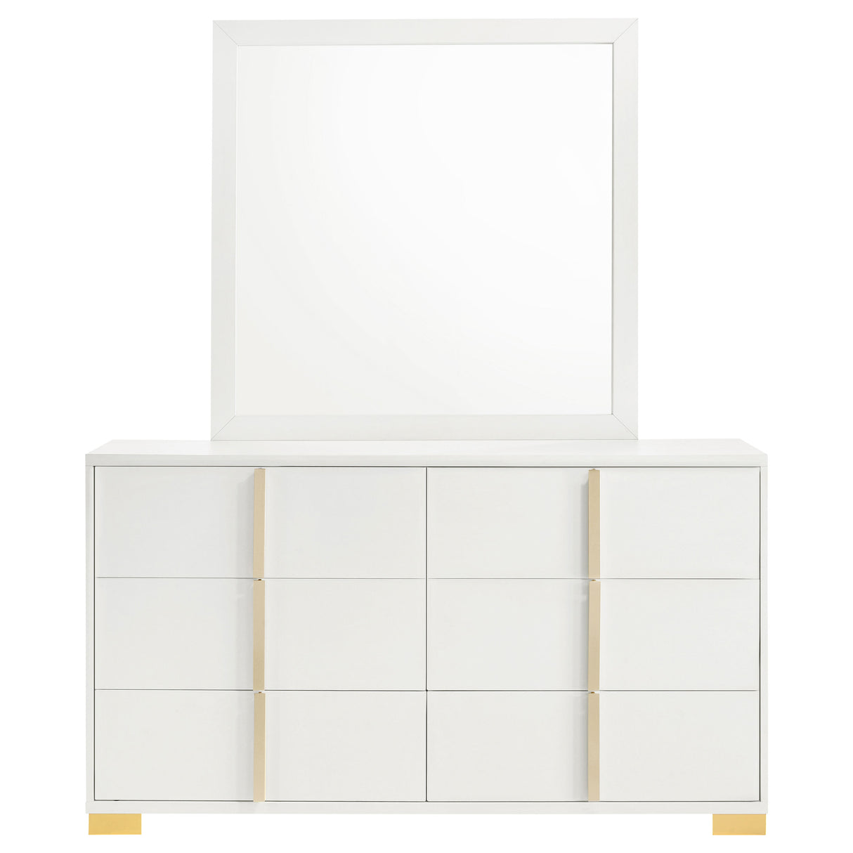 Marceline 6-Drawer Dresser with Mirror - White
