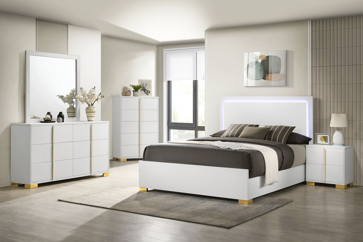 Marceline 6-Drawer Dresser with Mirror - White