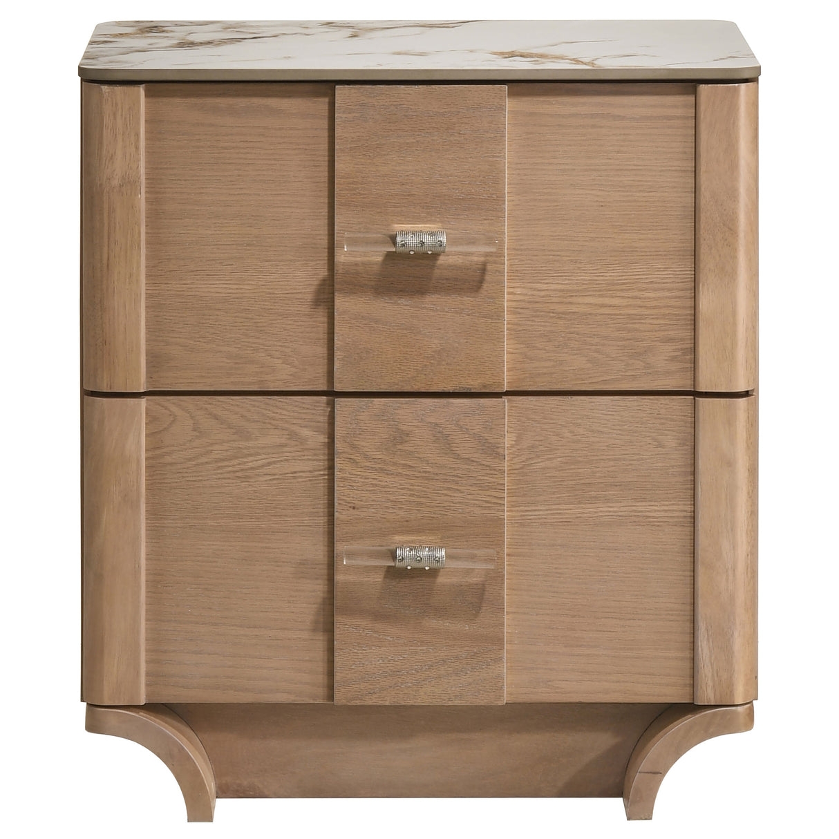 Leanne 2-Drawer Sintered Stone Top Nightstand Light Oak