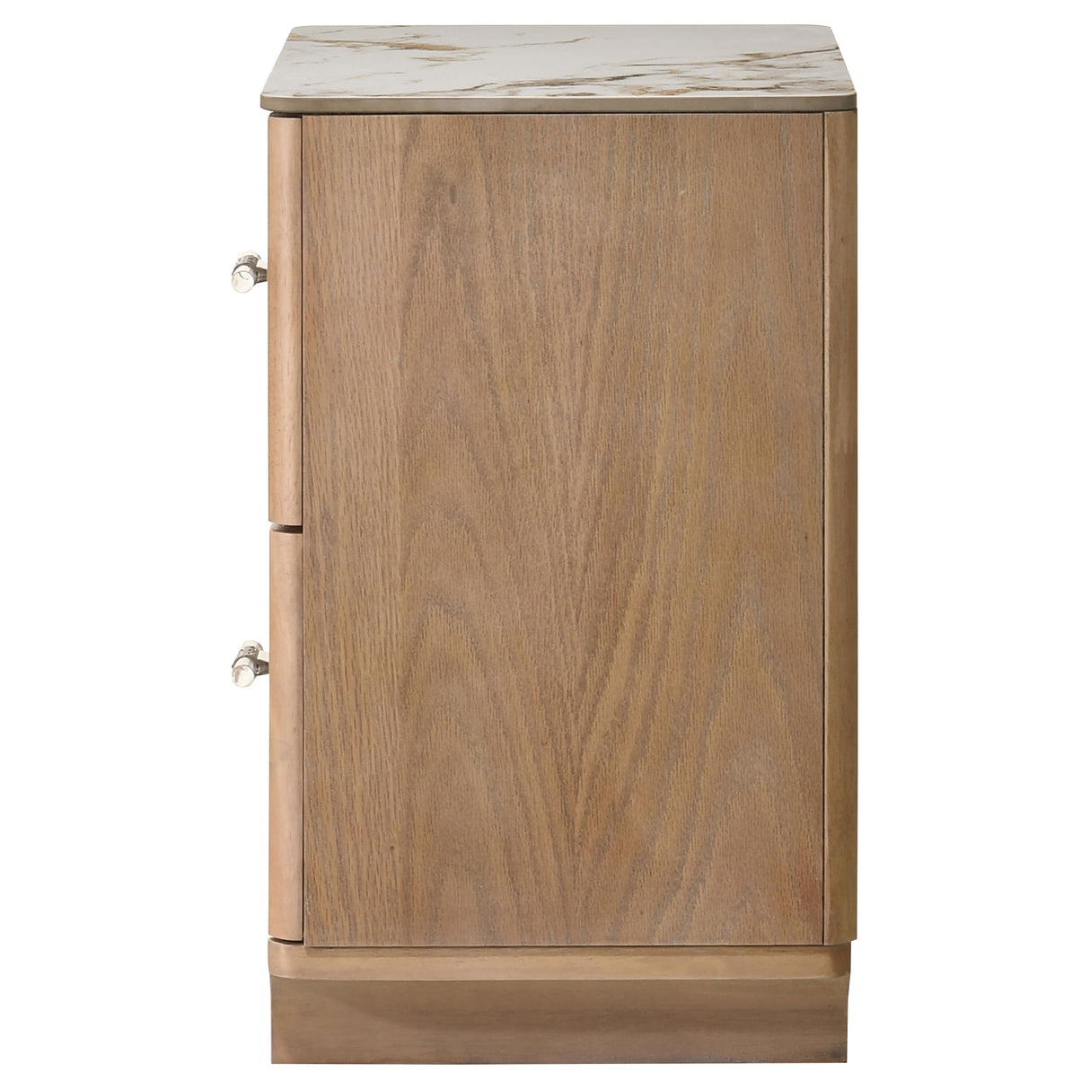 Leanne 2-Drawer Sintered Stone Top Nightstand Light Oak