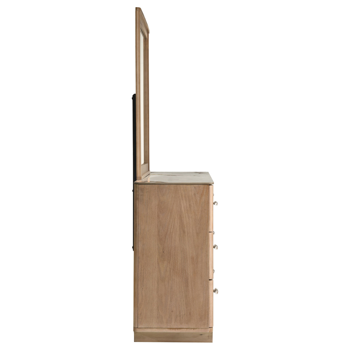 Leanne 6-Drawer Sintered Stone Top Dresser with Mirror, Light Oak