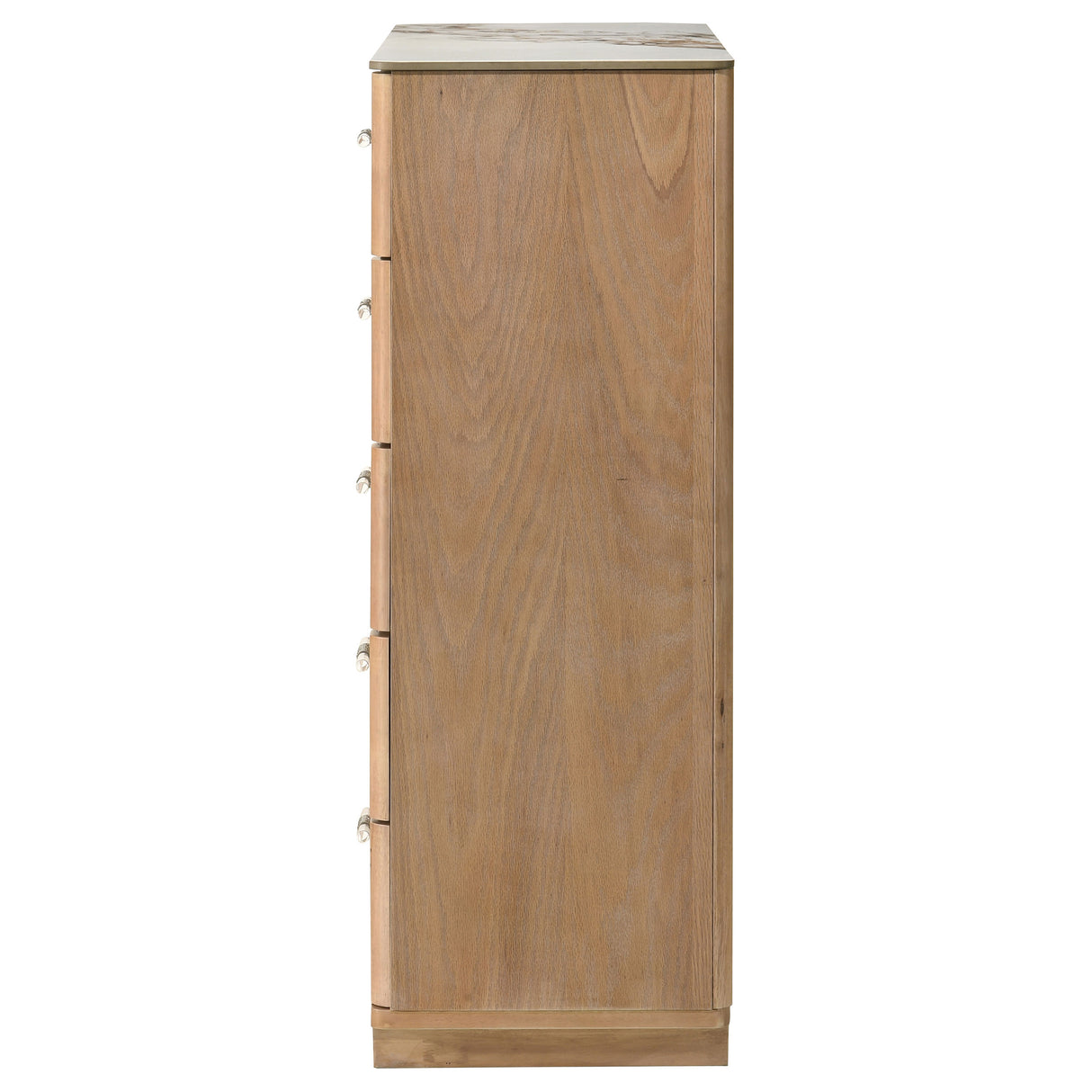 Leanne 5-Drawer Chest with Sintered Stone Top, Light Oak