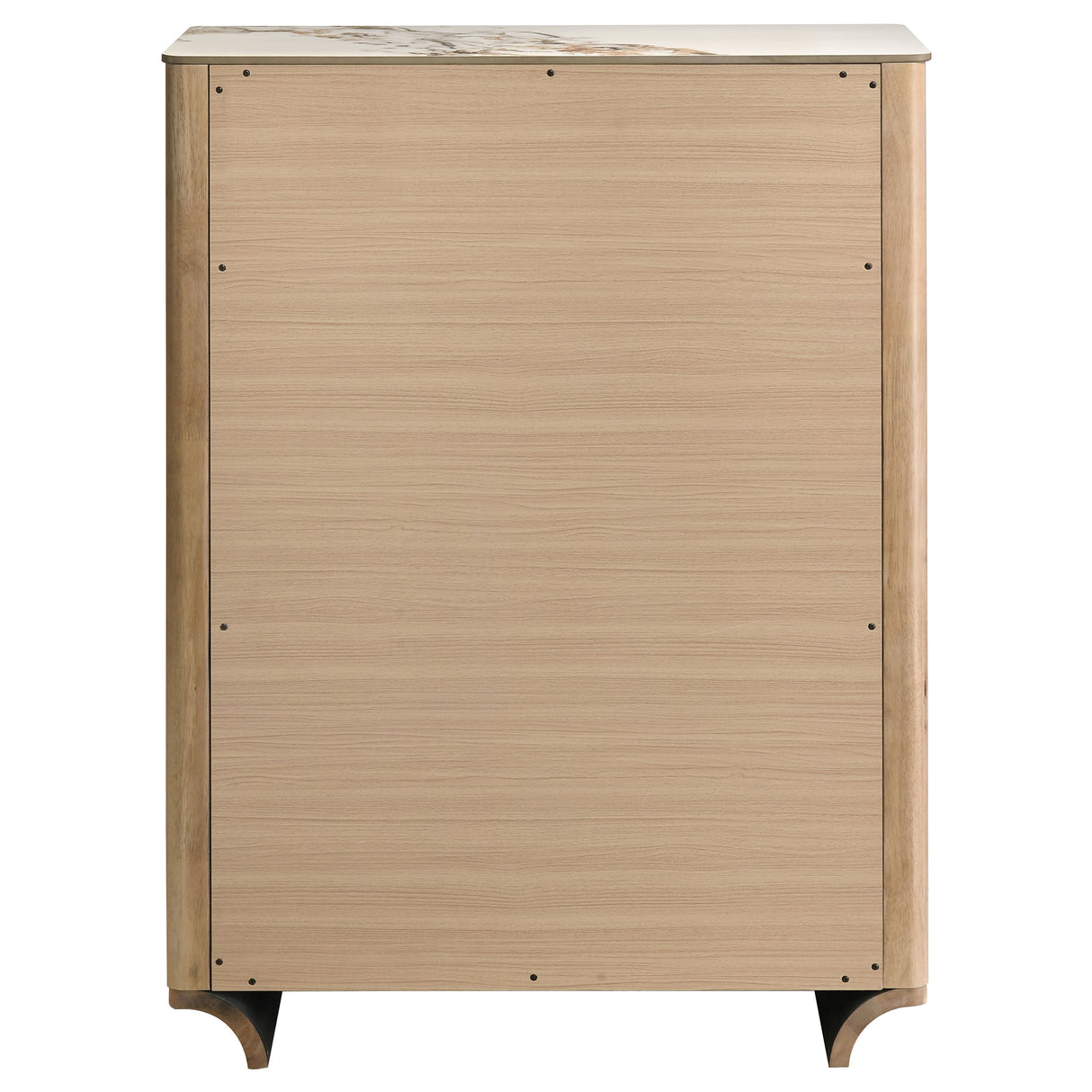 Leanne 5-Drawer Chest with Sintered Stone Top, Light Oak