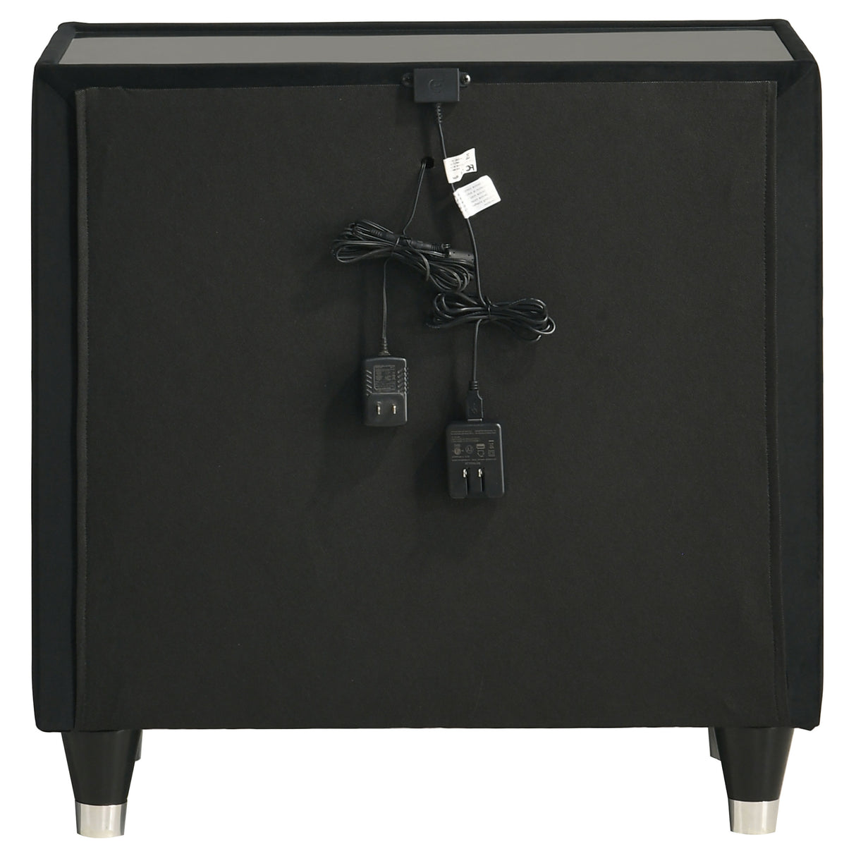Ravenne 2-Drawer Black Velvet LED Nightstand with USB