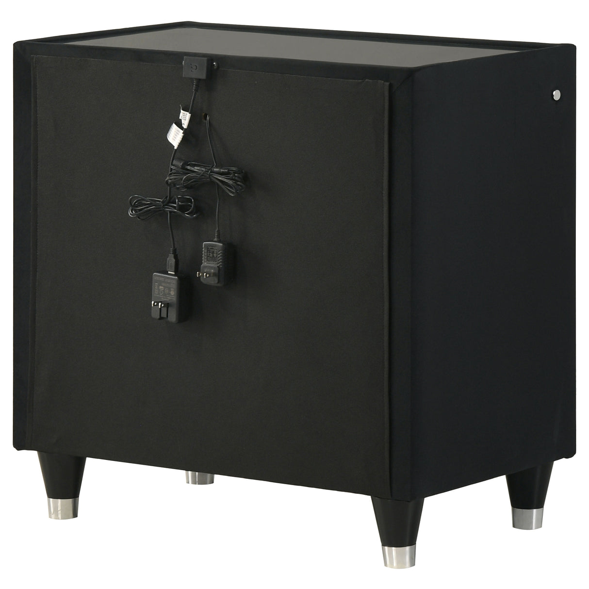 Ravenne 2-Drawer Black Velvet LED Nightstand with USB