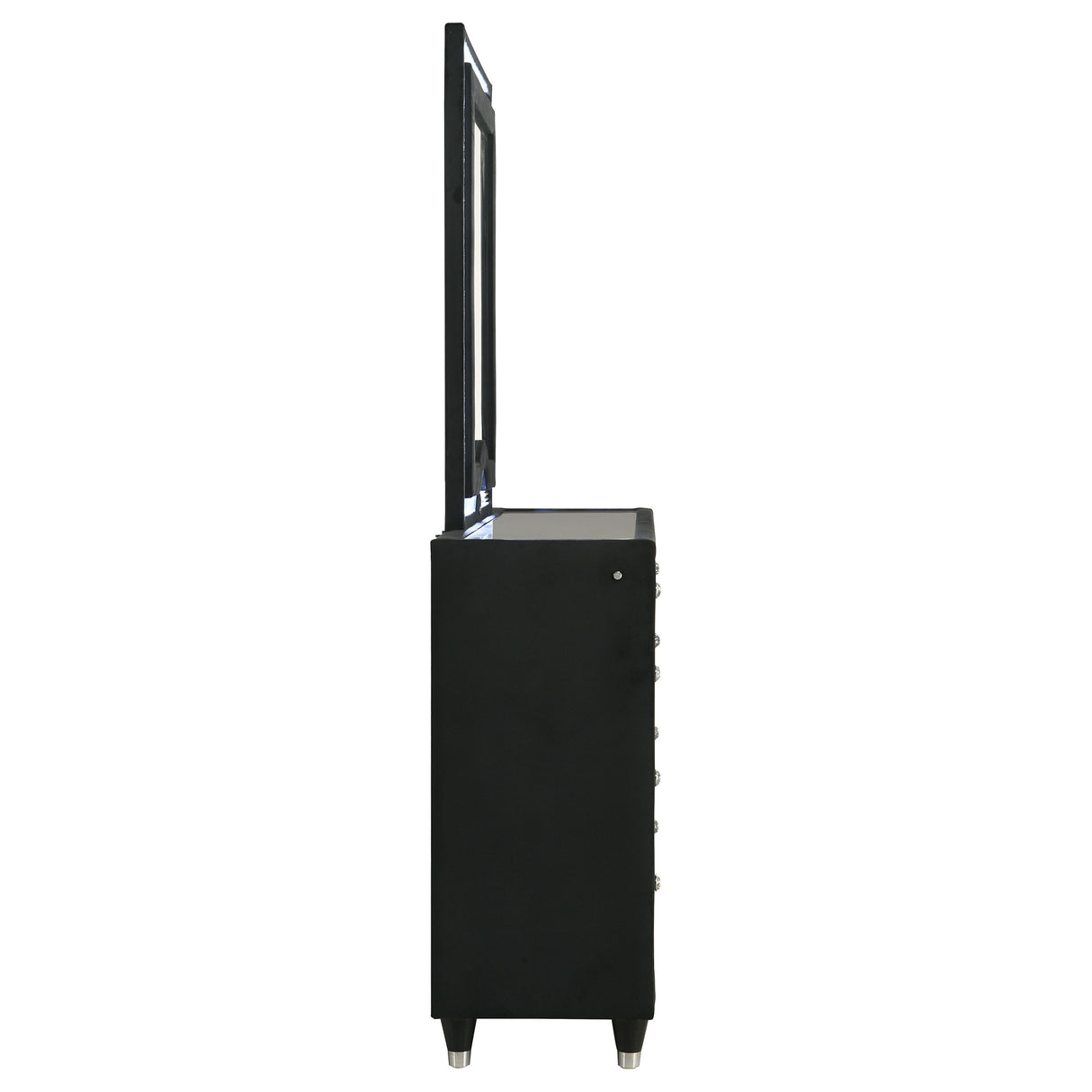 Ravenne 8-Drawer Velvet Upholstered LED Dresser and Mirror, Black