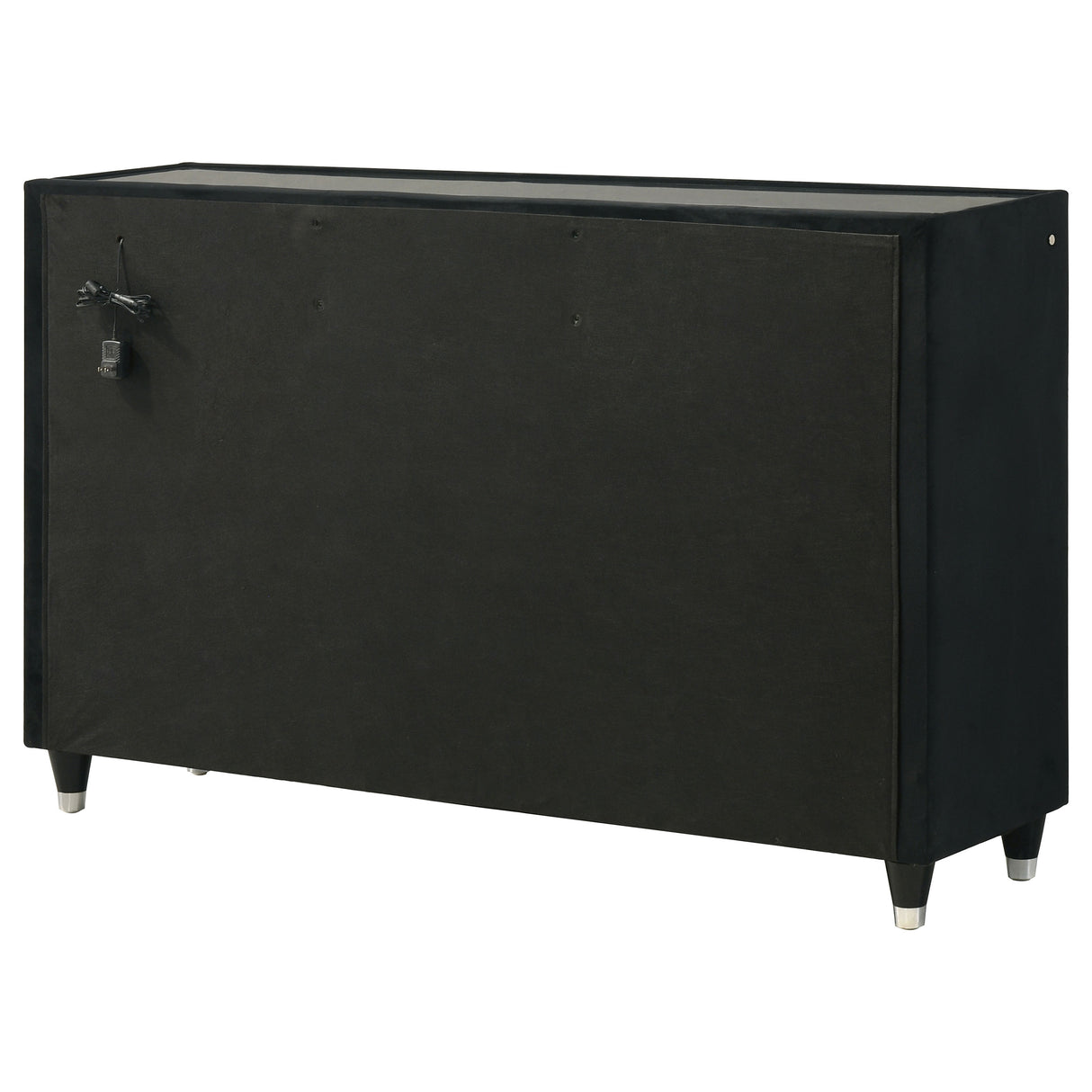 Ravenne 8-Drawer Black Velvet LED Dresser Cabinet