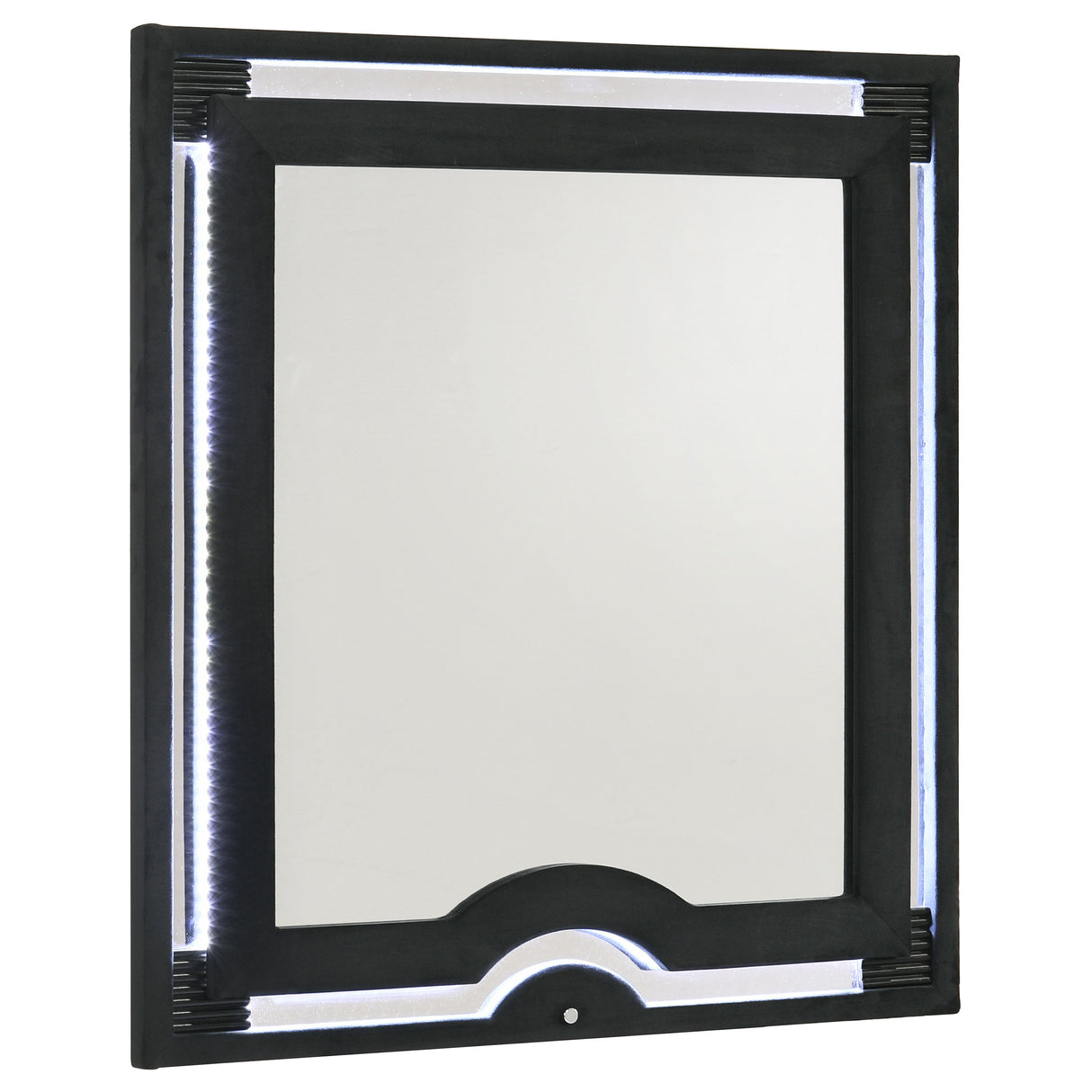 Ravenne Velvet Upholstered LED Dresser Mirror, Black