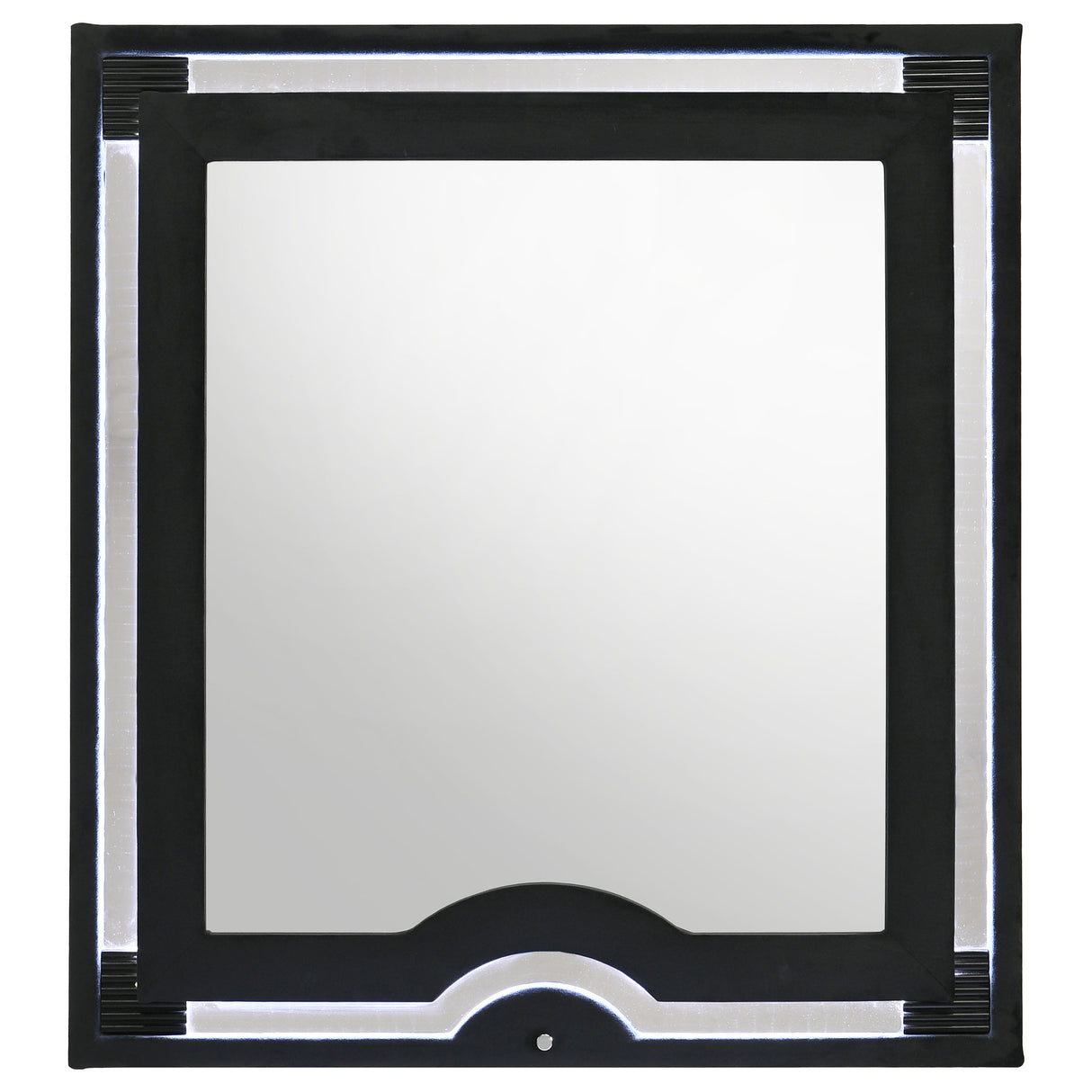 Ravenne Velvet Upholstered LED Dresser Mirror, Black