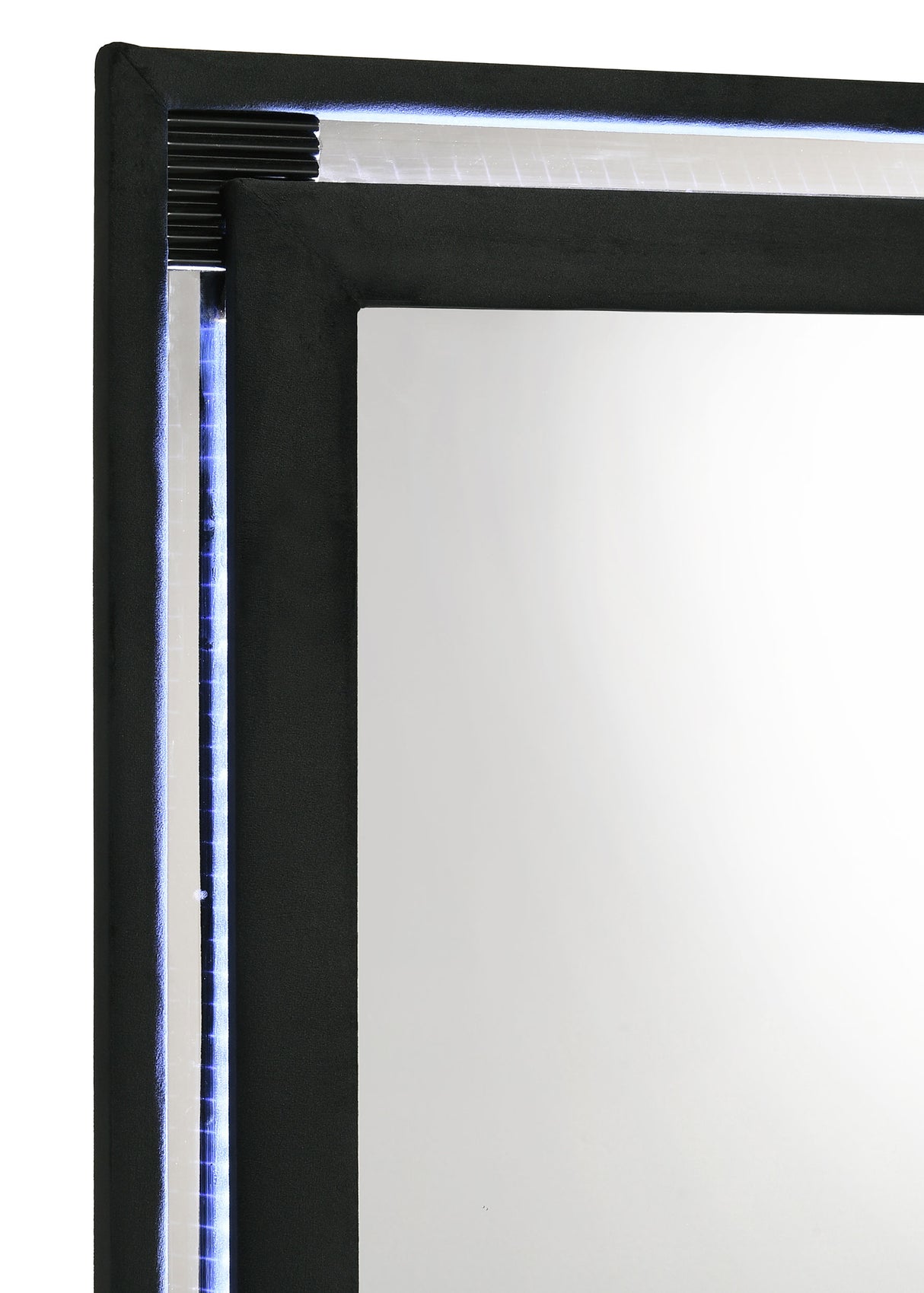 Ravenne Velvet Upholstered LED Dresser Mirror, Black
