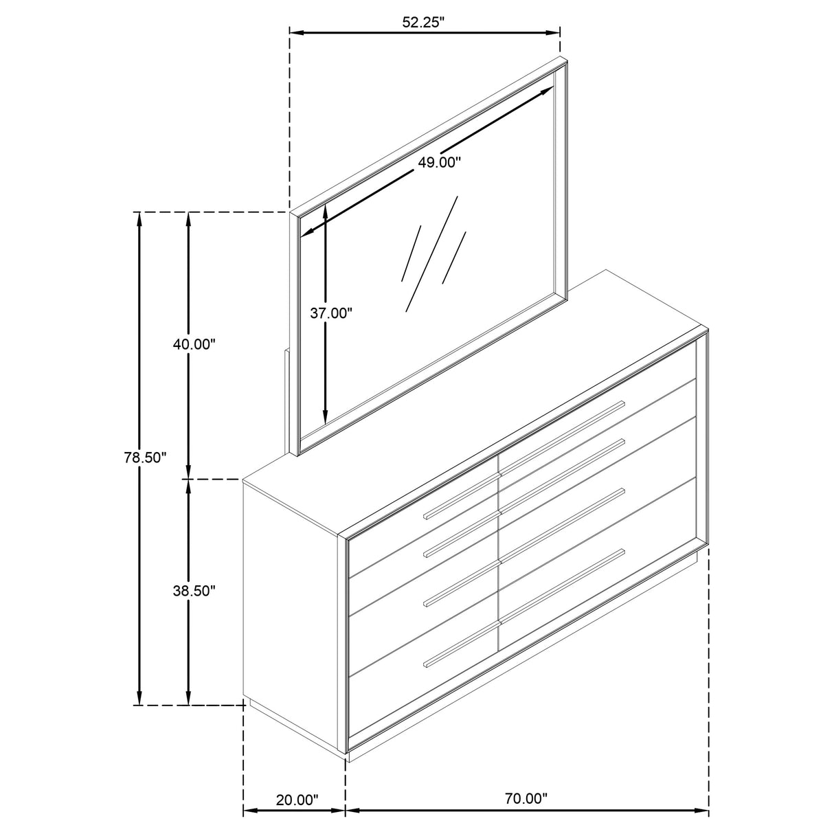 Durango 8-Drawer Dresser and Mirror - Taupe Oak