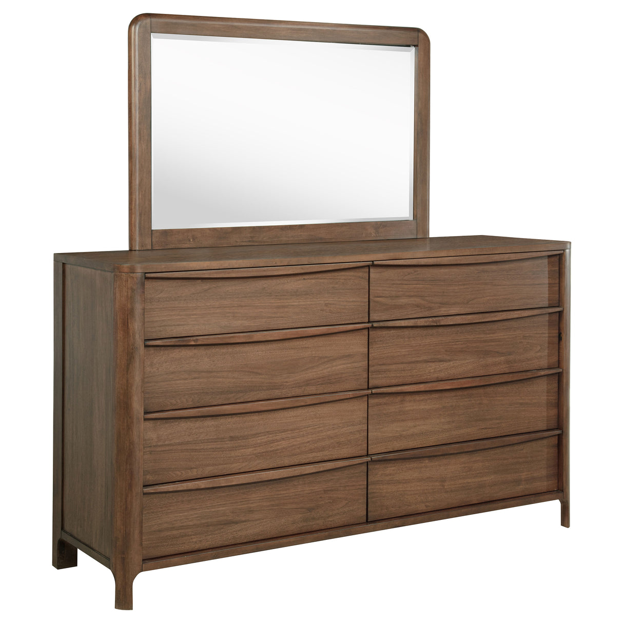 Maderia 8-Drawer Dresser and Mirror Walnut
