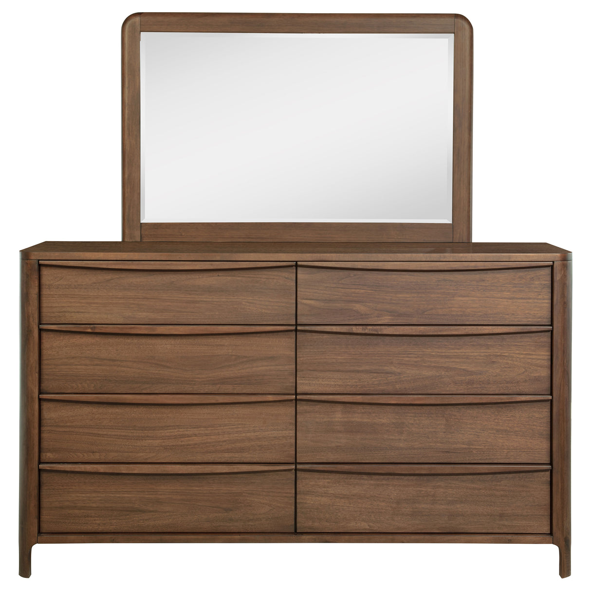 Maderia 8-Drawer Dresser and Mirror Walnut