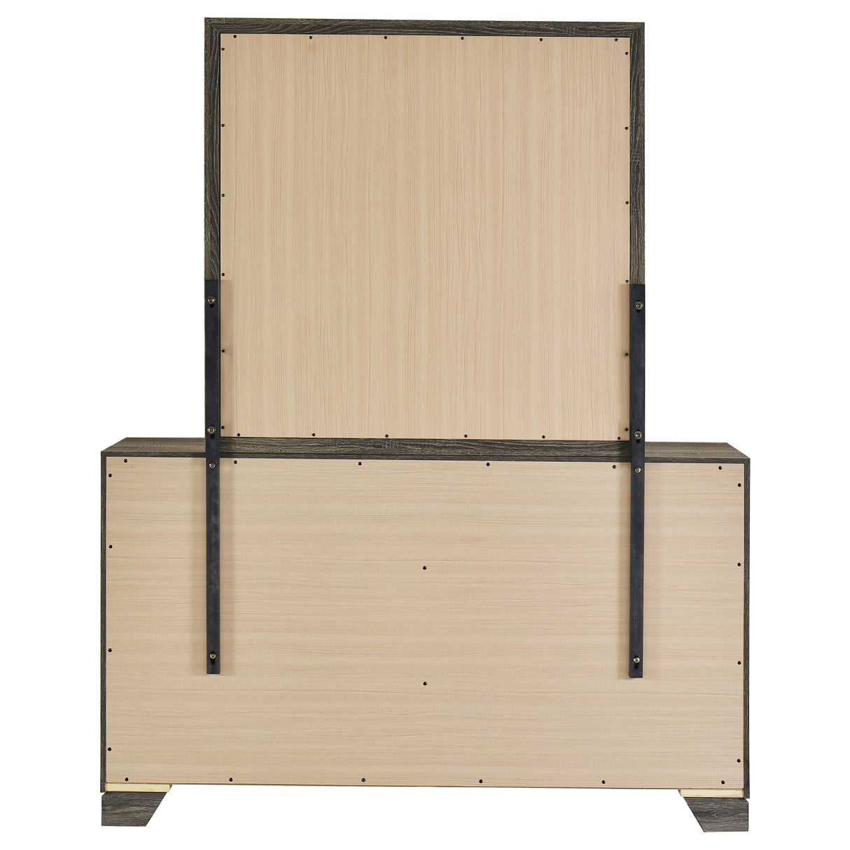 Wright 6-Drawer Dresser and Mirror in Brown Oak