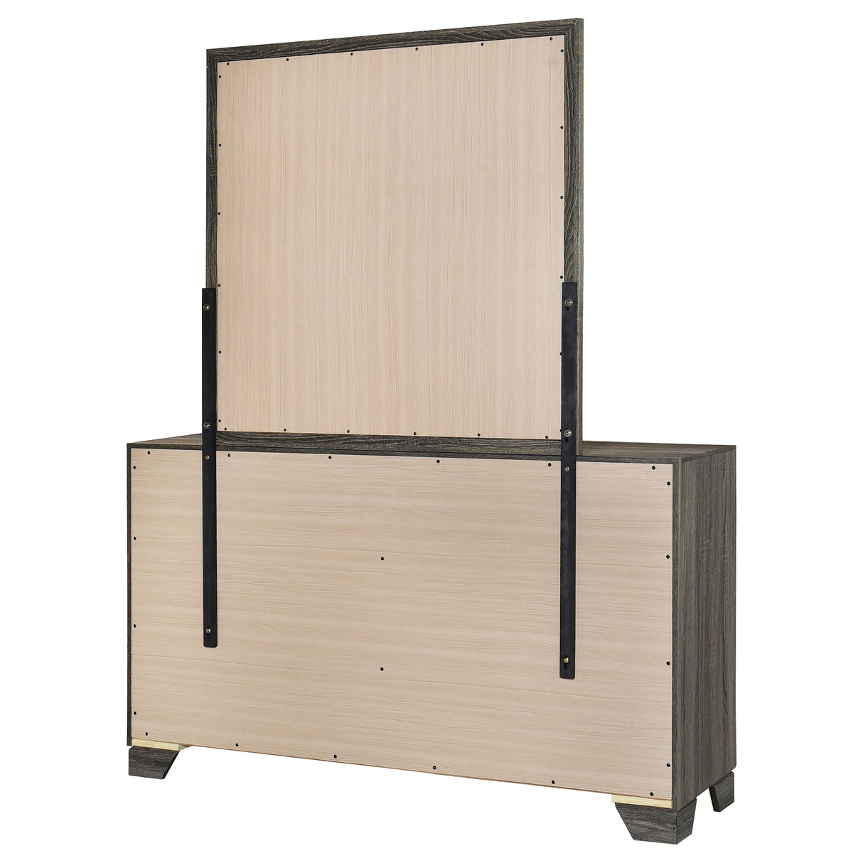 Wright 6-Drawer Dresser and Mirror in Brown Oak