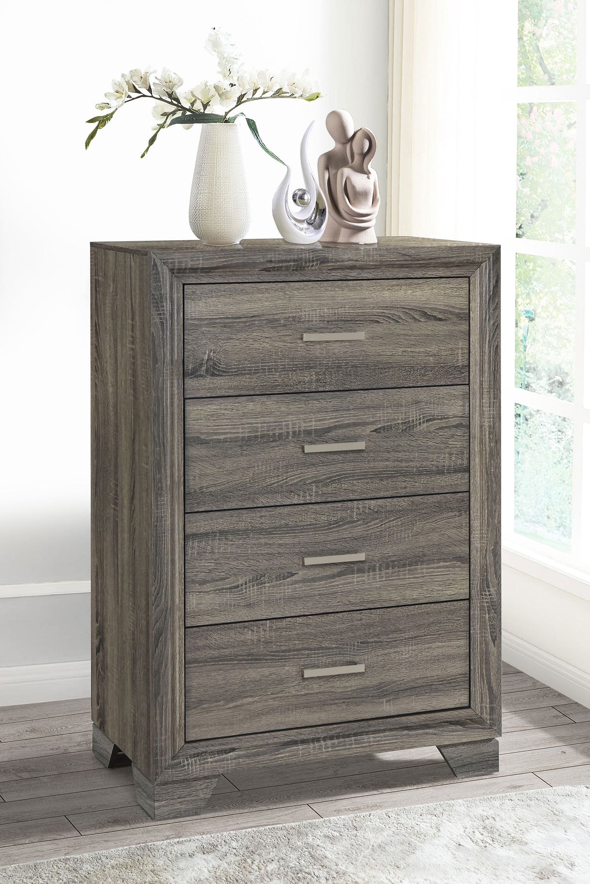 Wright 4-Drawer Chest of Drawers in Brown Oak