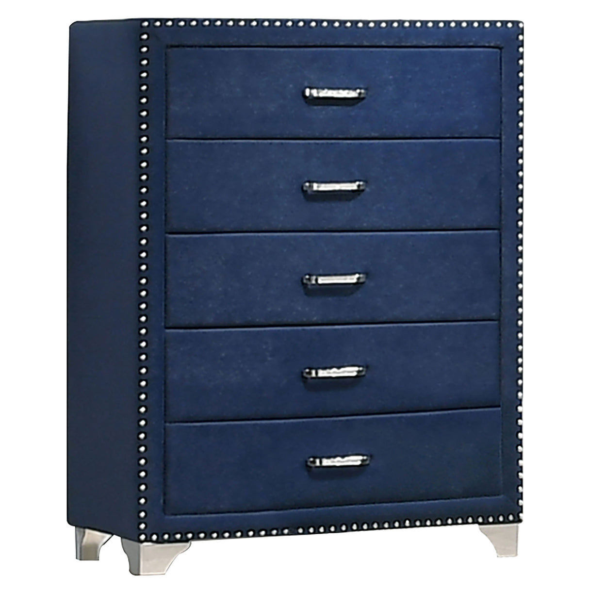 Melody 5-Drawer Chest in Pacific Blue Velvet