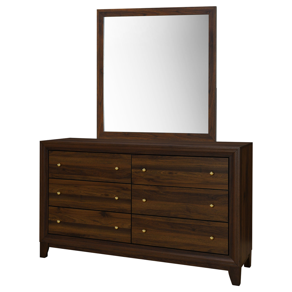 Welsley 6-Drawer Dresser and Mirror - Walnut