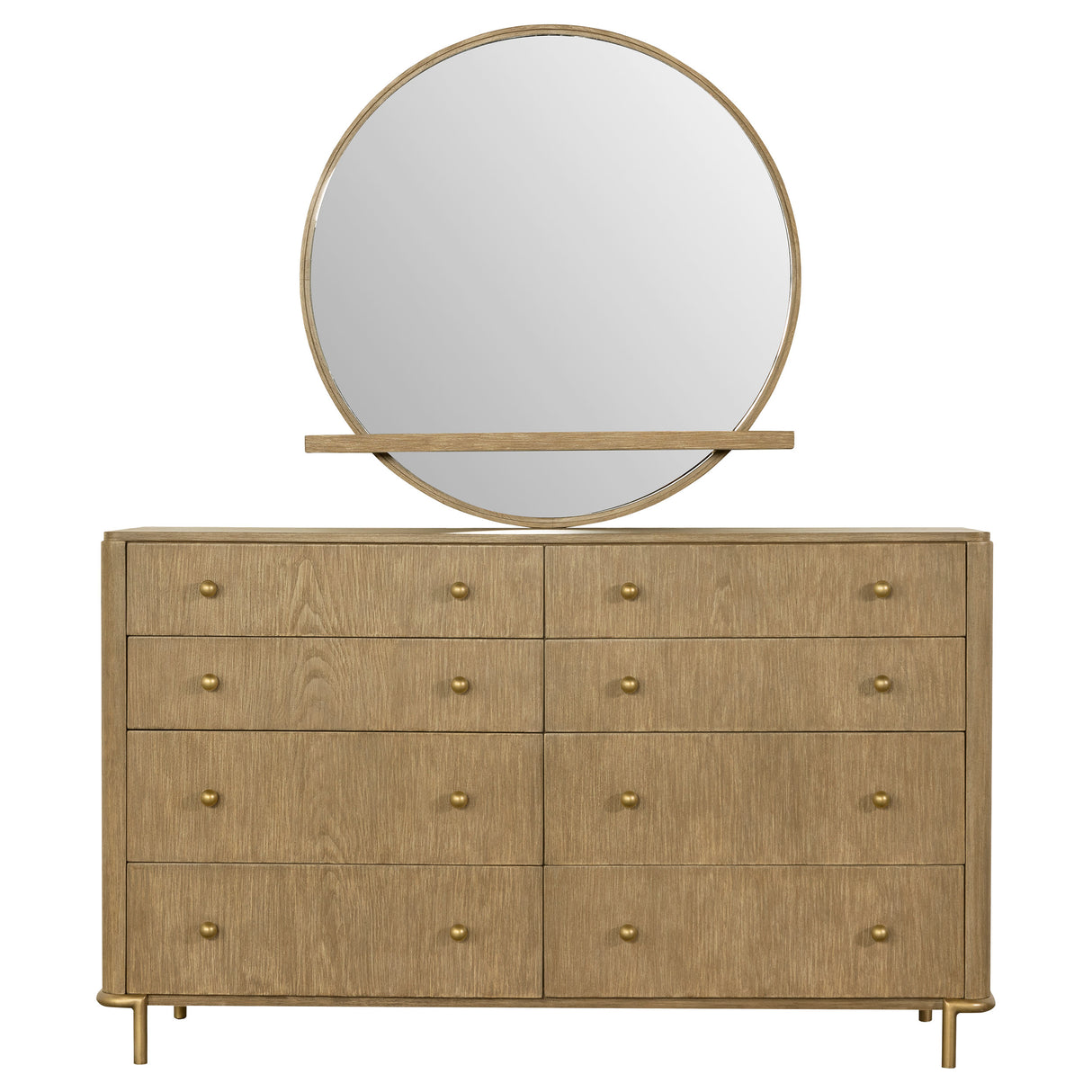 Arini 8-Drawer Dresser with Mirror, Sand Wash