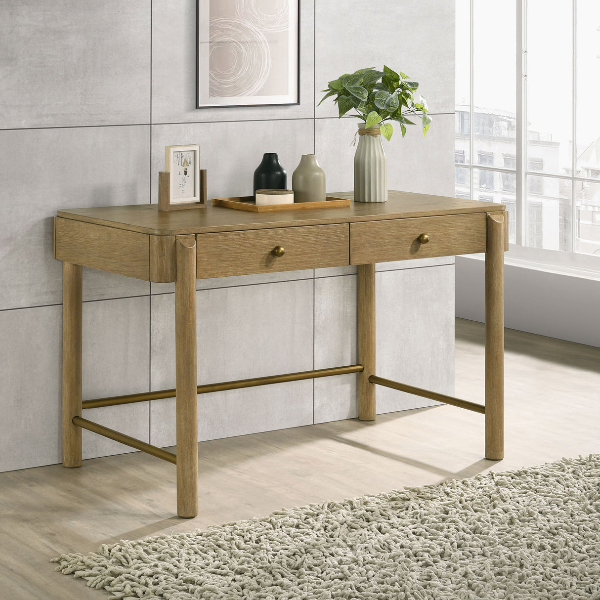 Arini 2-Drawer Vanity Desk, Sand Wash