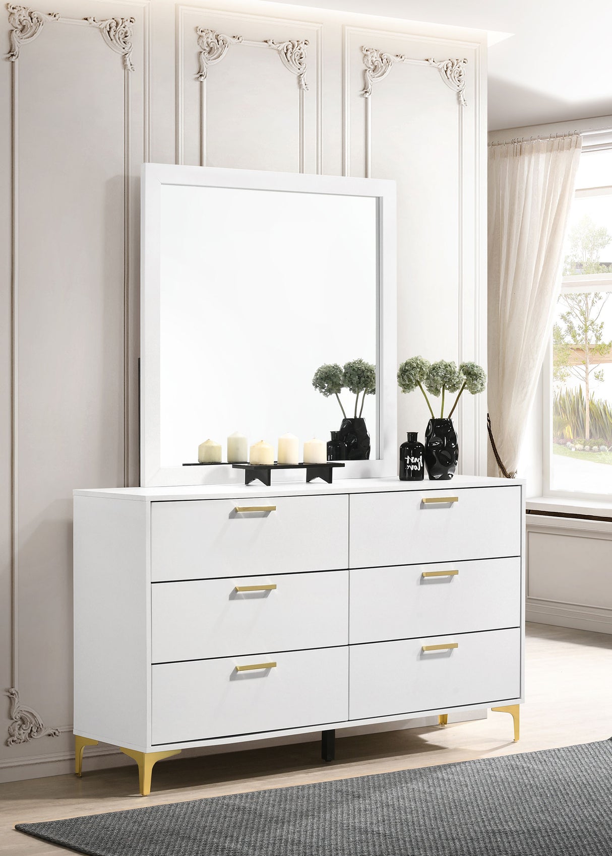 Kendall 6-Drawer Dresser with Mirror - White