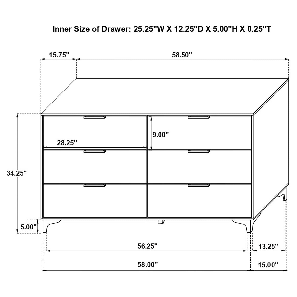 Kendall 6-Drawer Dresser in White