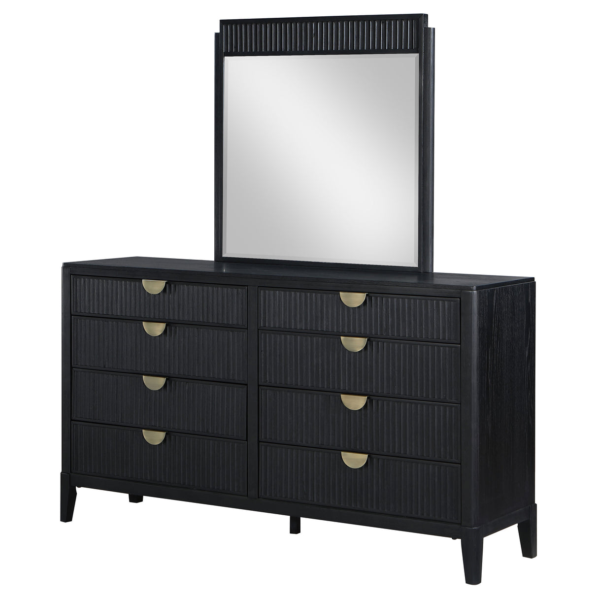 Brookmead 8-Drawer Dresser with Mirror in Black