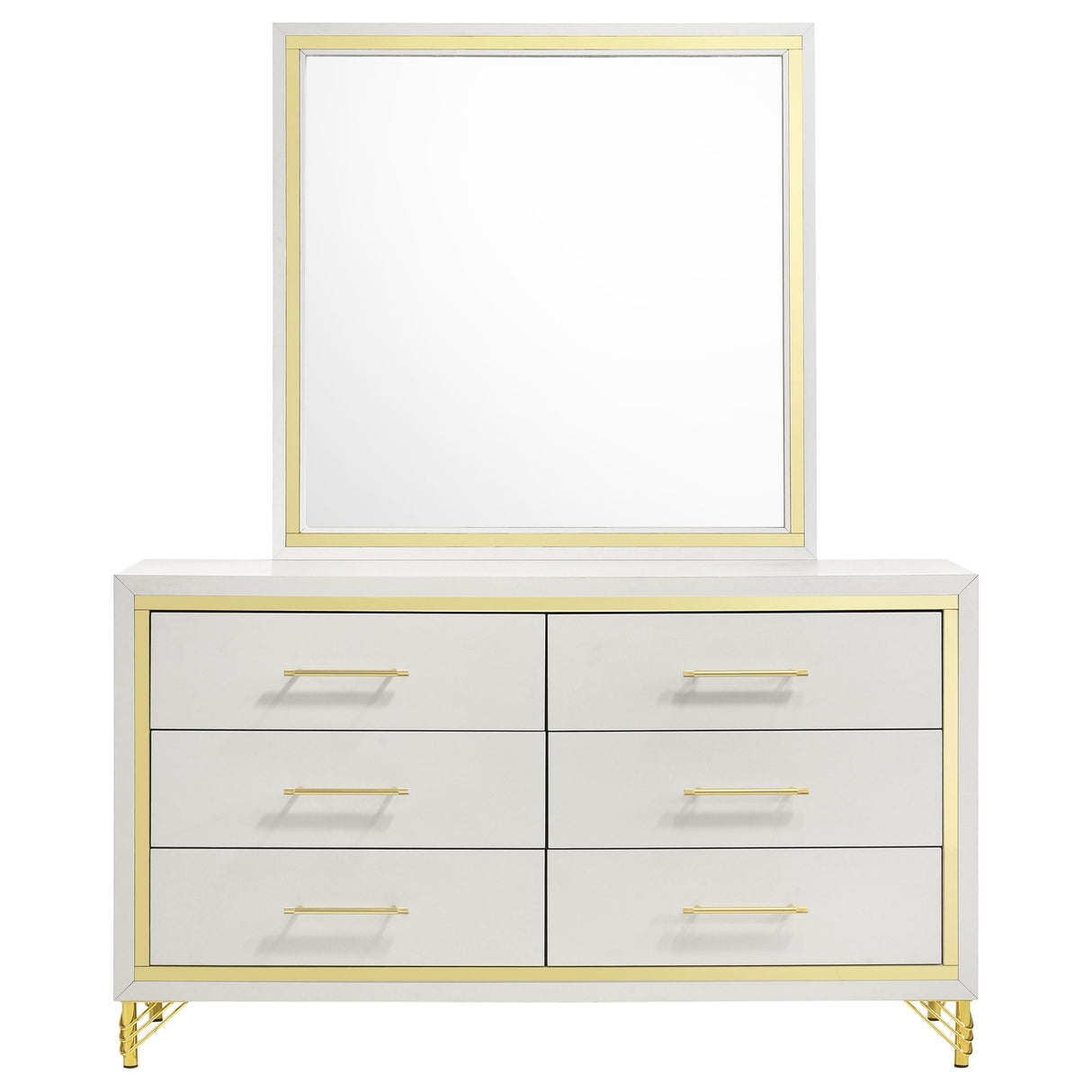 Lucia 6-Drawer Dresser with Mirror in White