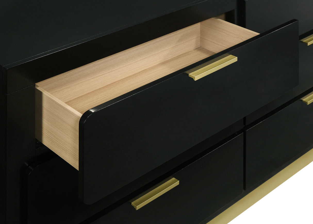 Caraway 6-Drawer Dresser with Mirror - Black