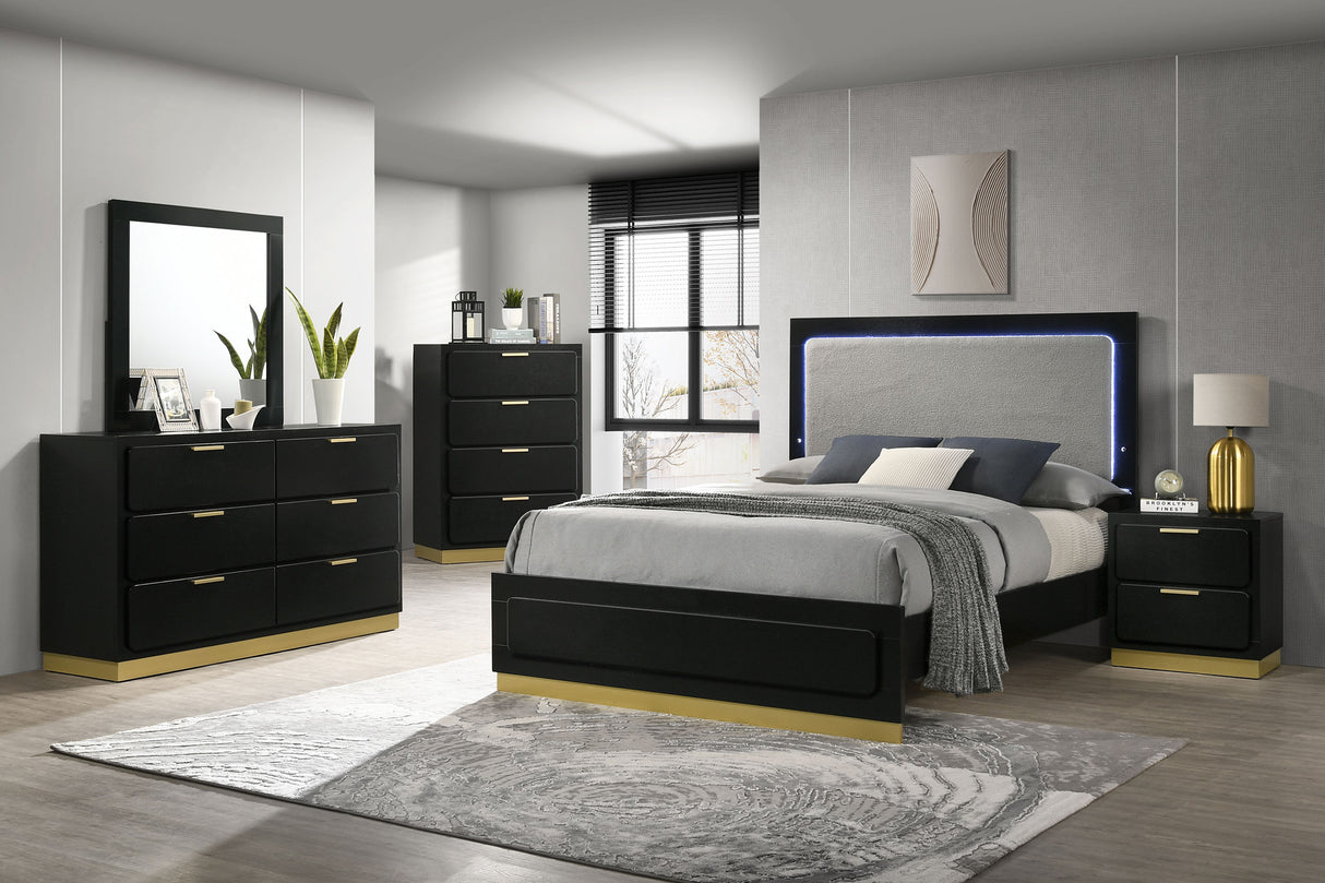 Caraway 6-Drawer Dresser with Mirror - Black