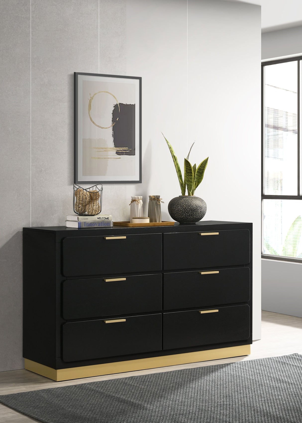 Caraway 6-Drawer Dresser Black