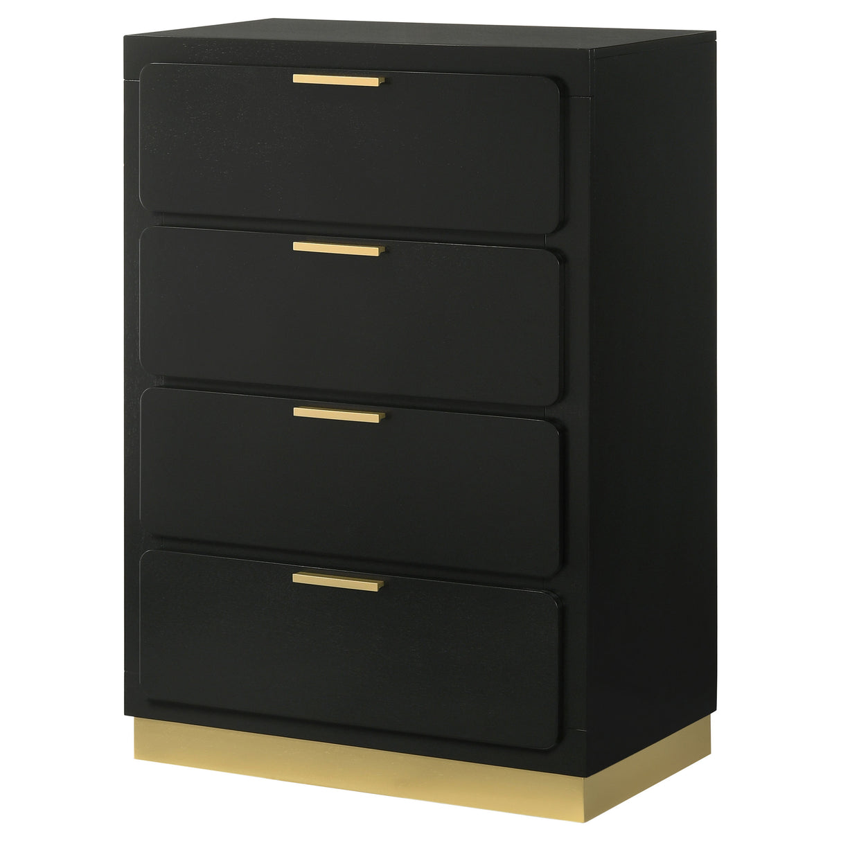 Caraway 4-Drawer Chest in Black with Gold Hardware