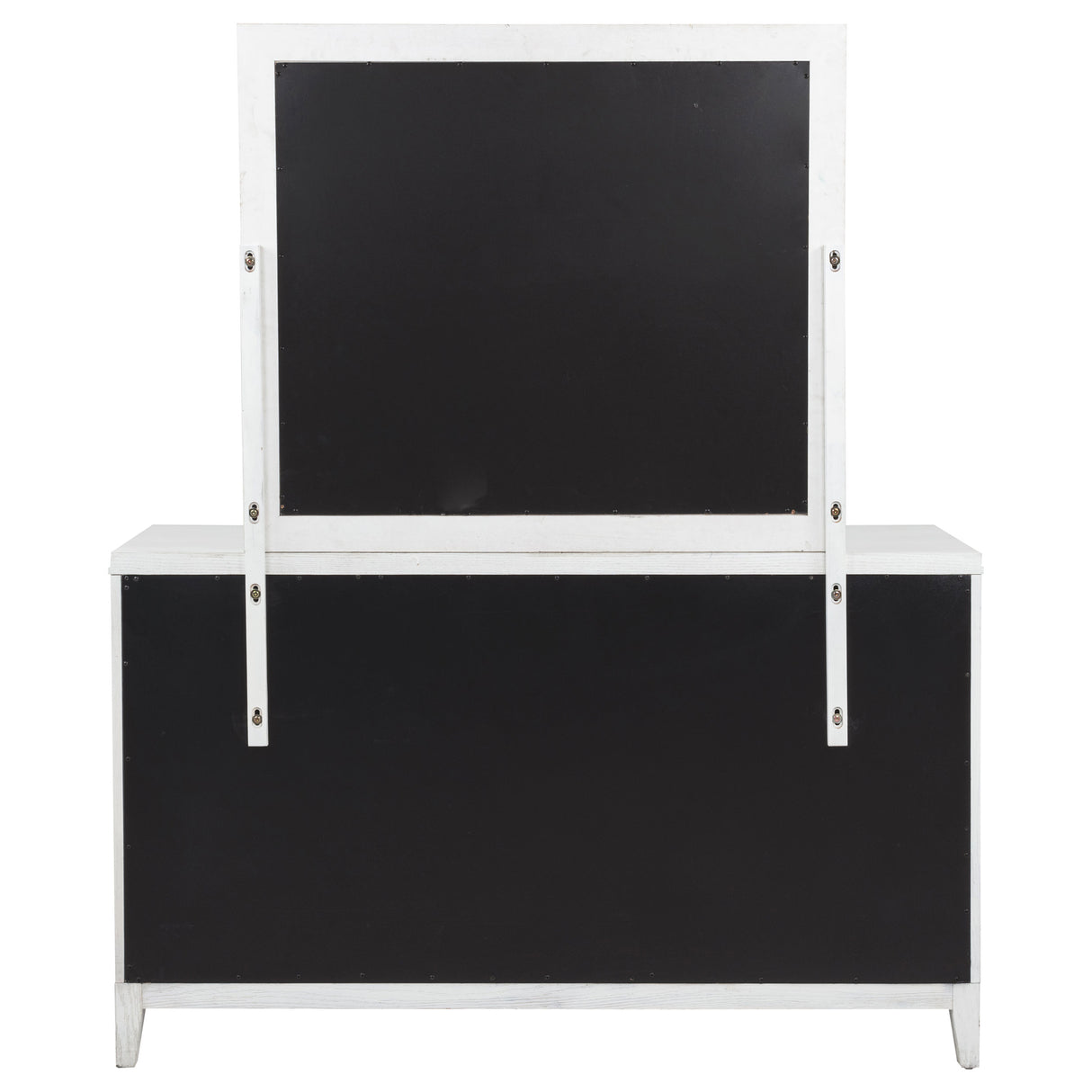 Marielle 6-Drawer Dresser with Mirror in Distressed White