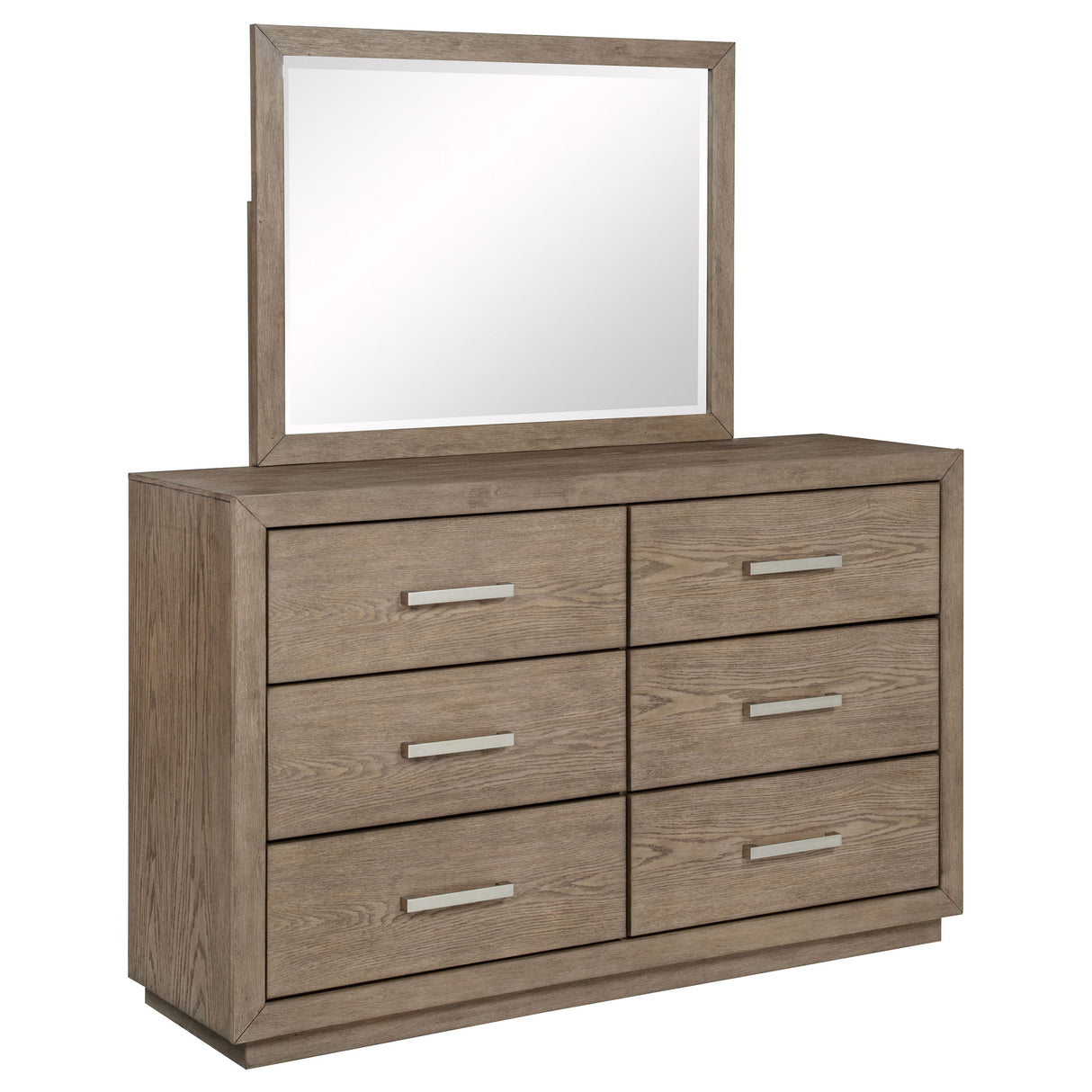 Kenora 6-Drawer Dresser and Mirror in Barley Brown
