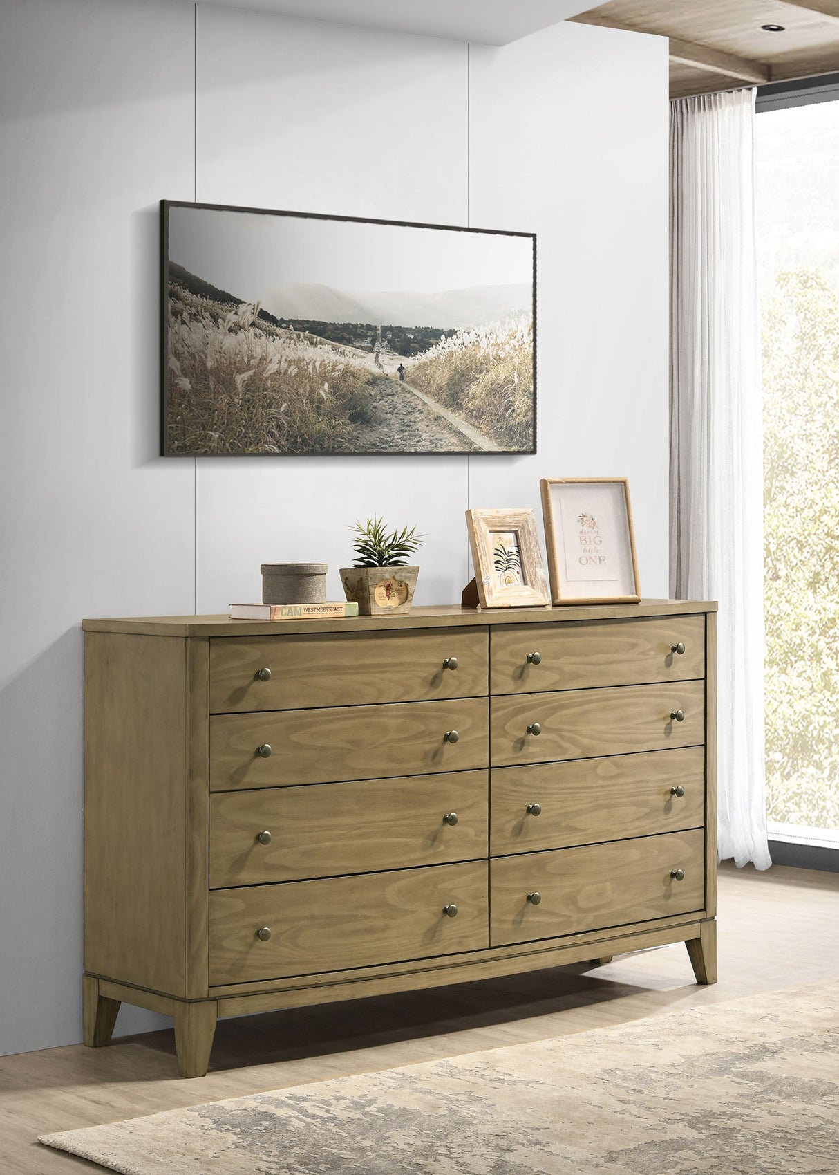Granada 8-Drawer Dresser Cabinet, Natural Pine